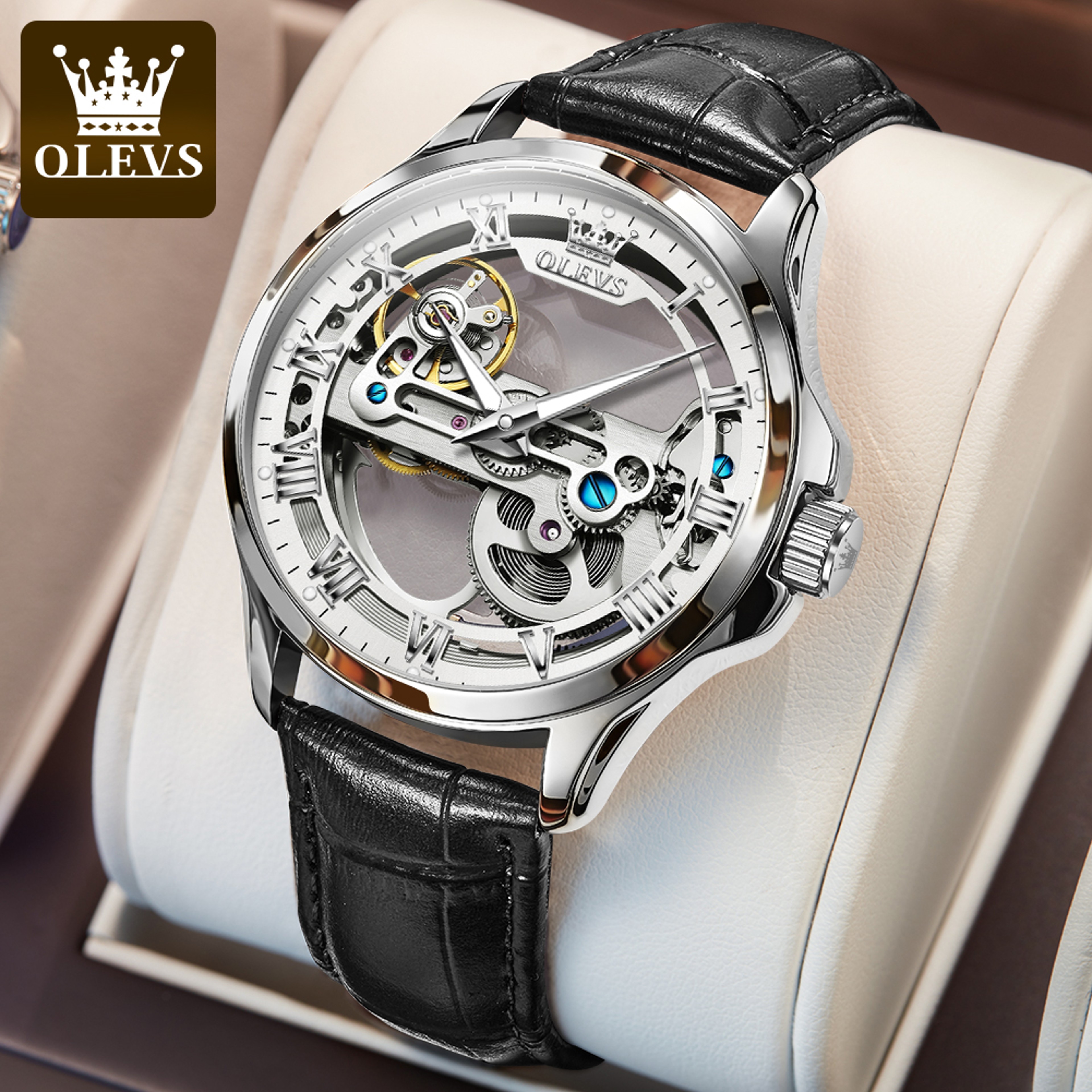 Automatic Mechanical Skeleton Watch For Men Transparent Dial Waterproof Luxury Wristwatch 10