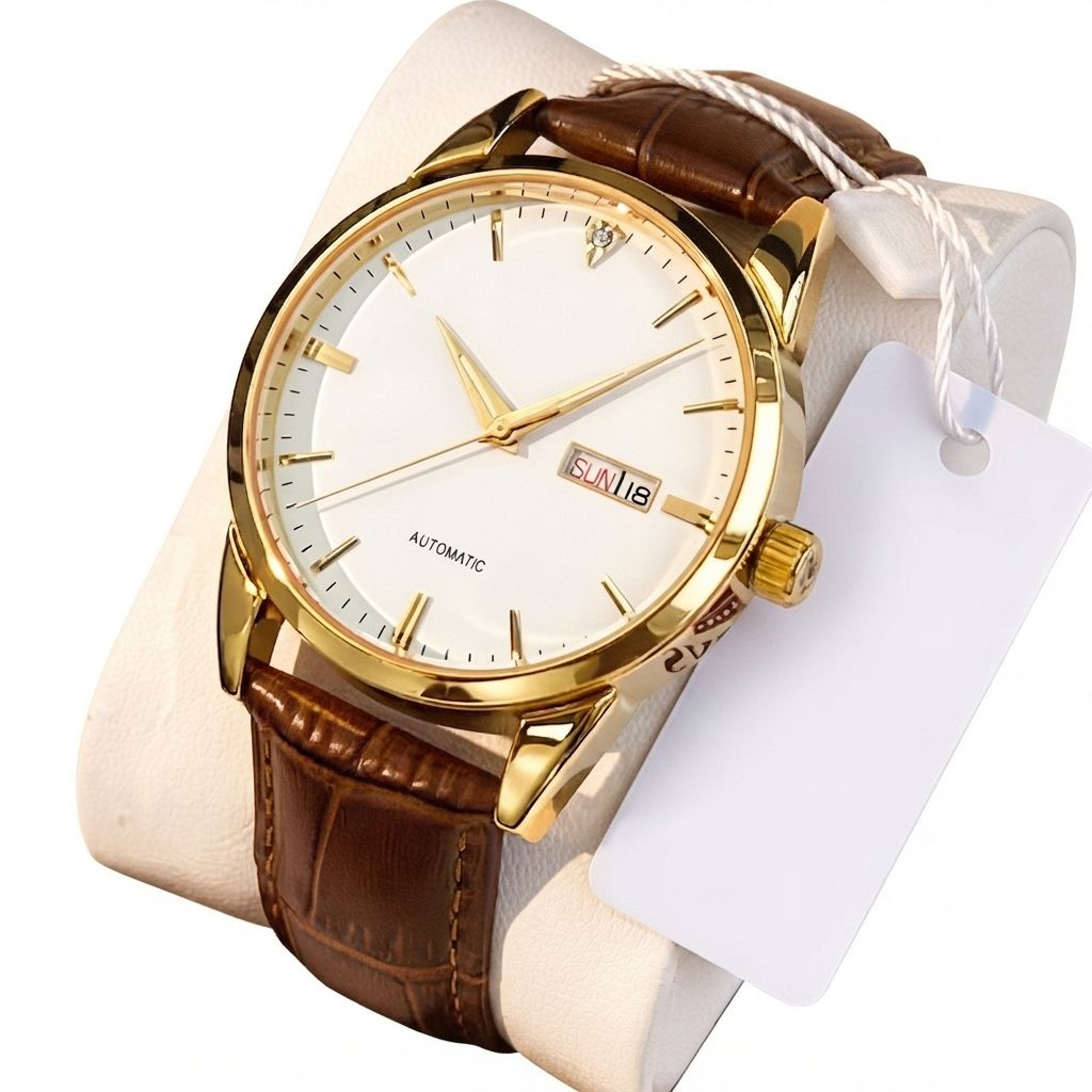 Classic Men Quartz Watch With Leather Strap Waterproof Date Week Display Casual Dress Wristwatch 0
