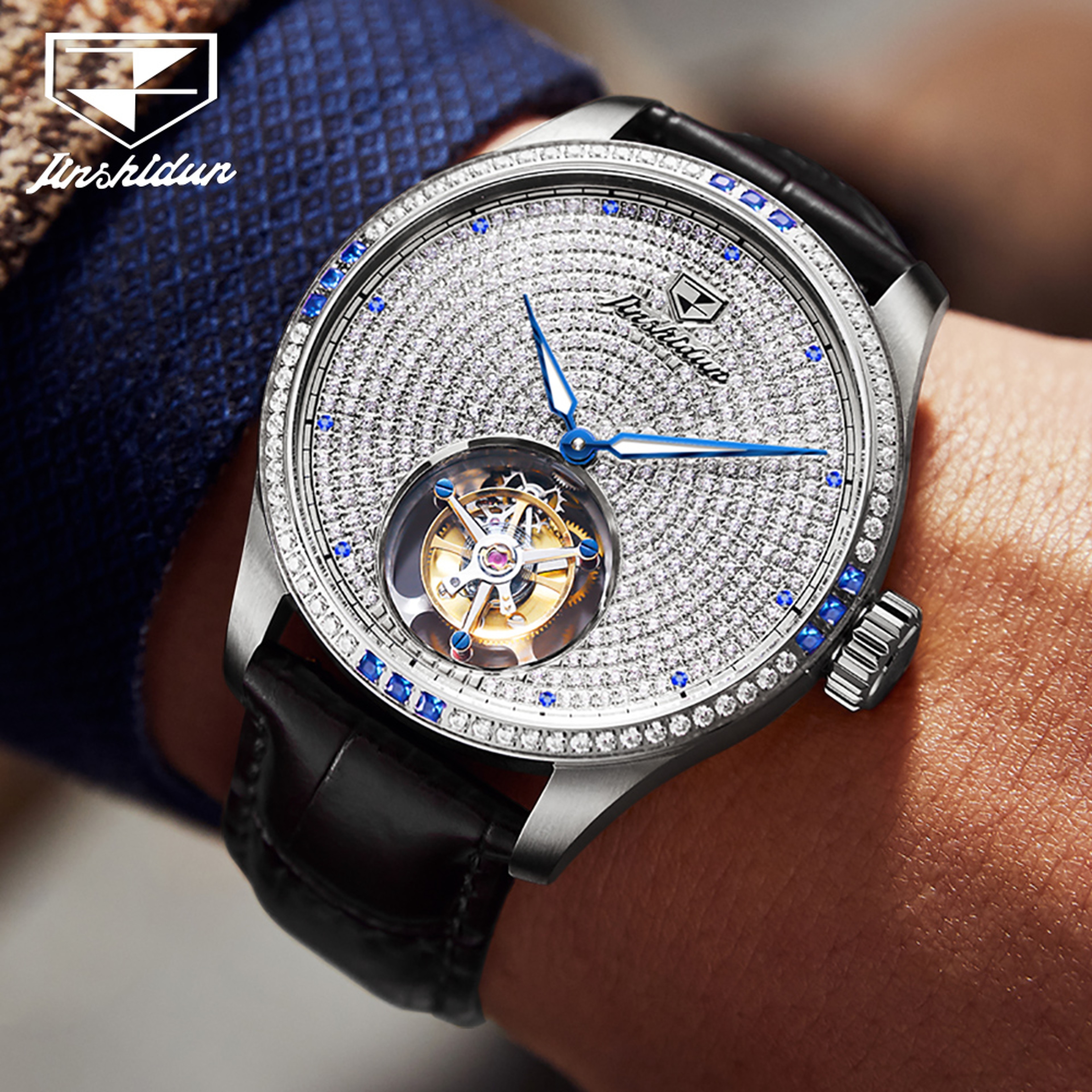 Fully Diamond Tourbillon Automatic Watch For Men With Sapphire Crystal Luxury Mechanical Design 2