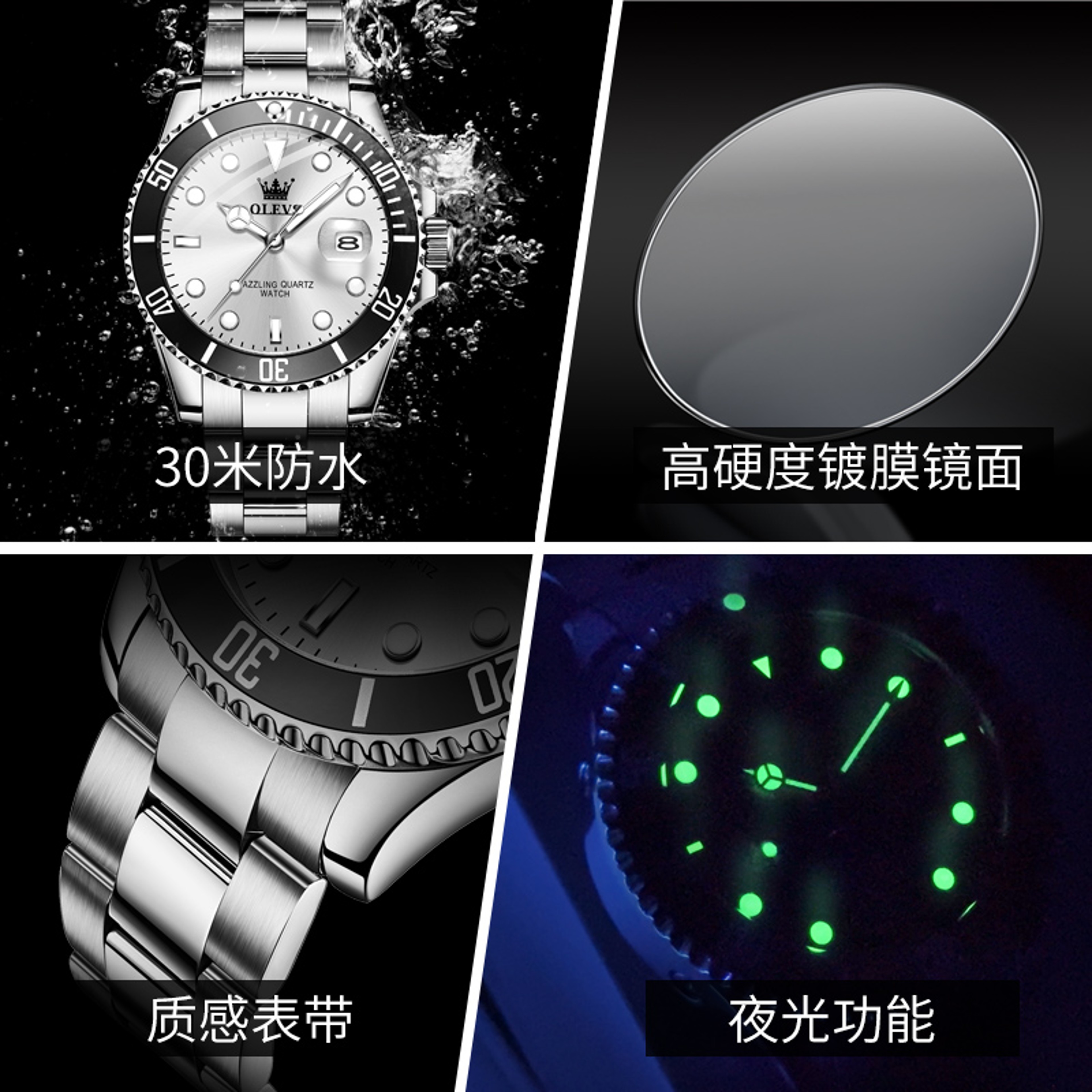 Luxury Men Quartz Watch With Rotating Bezel Auto Date Waterproof Elegant Wristwatch 5