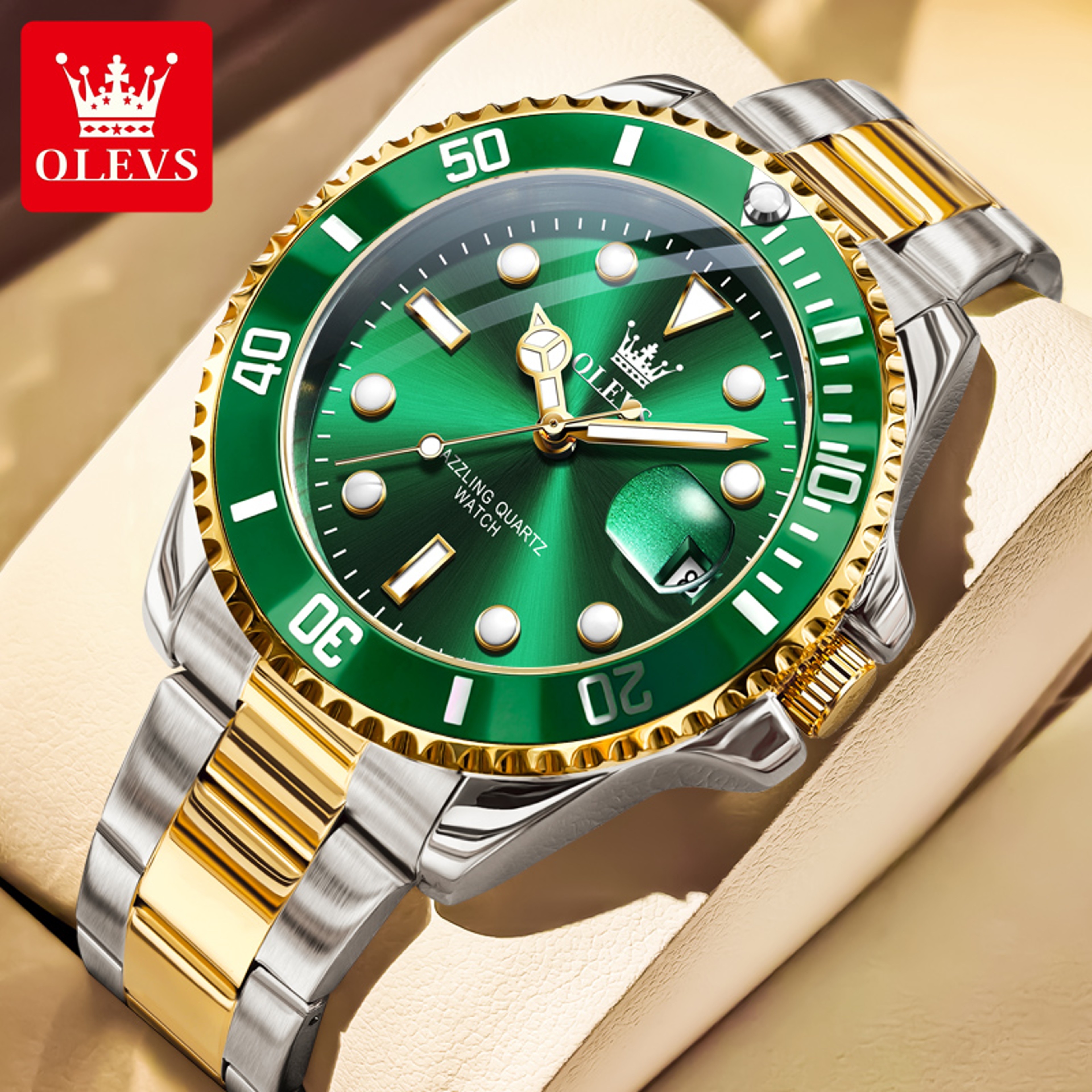 Luxury Men Quartz Watch With Rotating Bezel Auto Date Waterproof Elegant Wristwatch 8