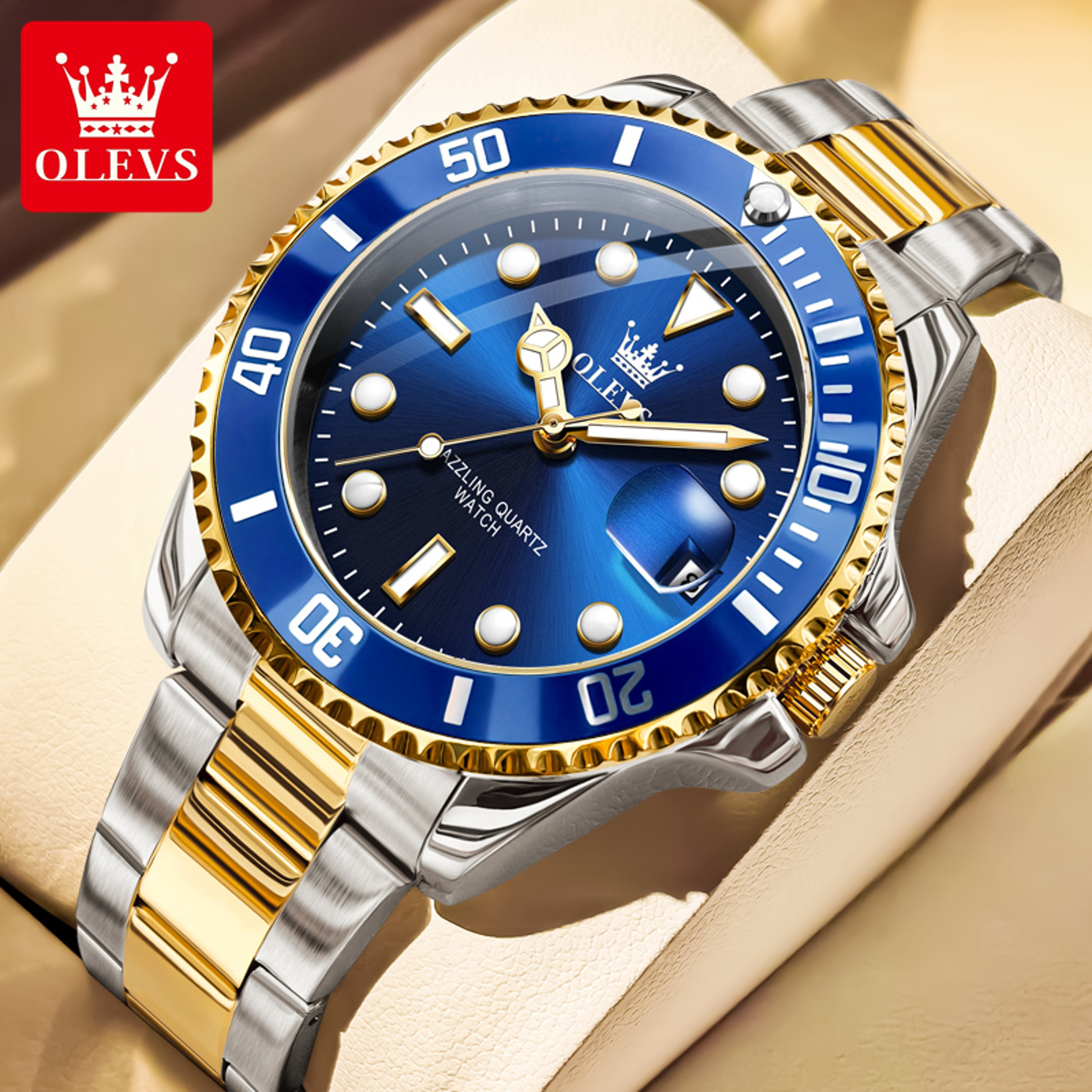 Luxury Men Quartz Watch With Rotating Bezel Auto Date Waterproof Elegant Wristwatch 10