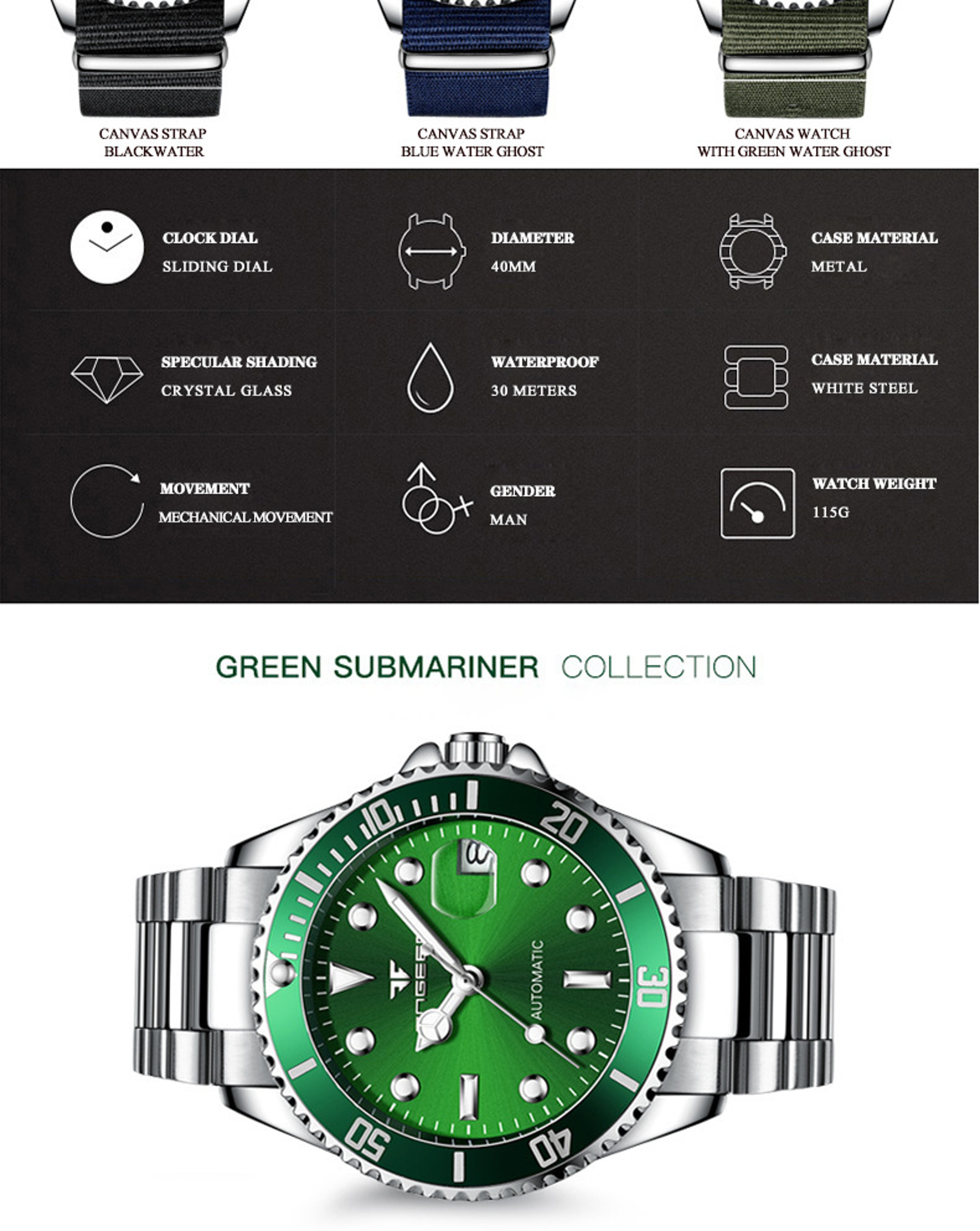 Luxury Automatic Mechanical Watch for Men with Ceramic Bezel Sapphire Glass – view 5