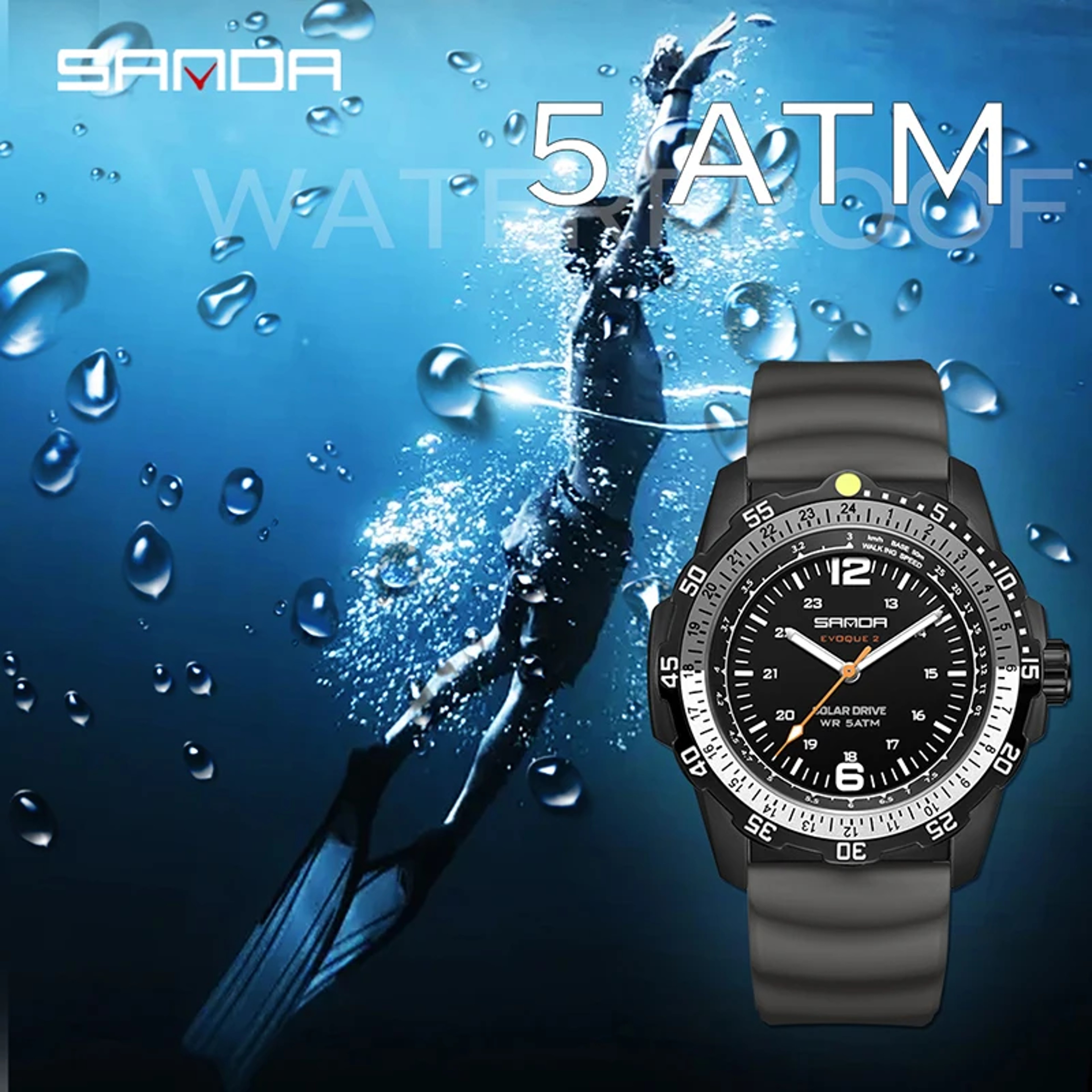 Luxury Mens Solar Powered Watch With Luminous Dial Waterproof Sport Quartz Wristwatch 3