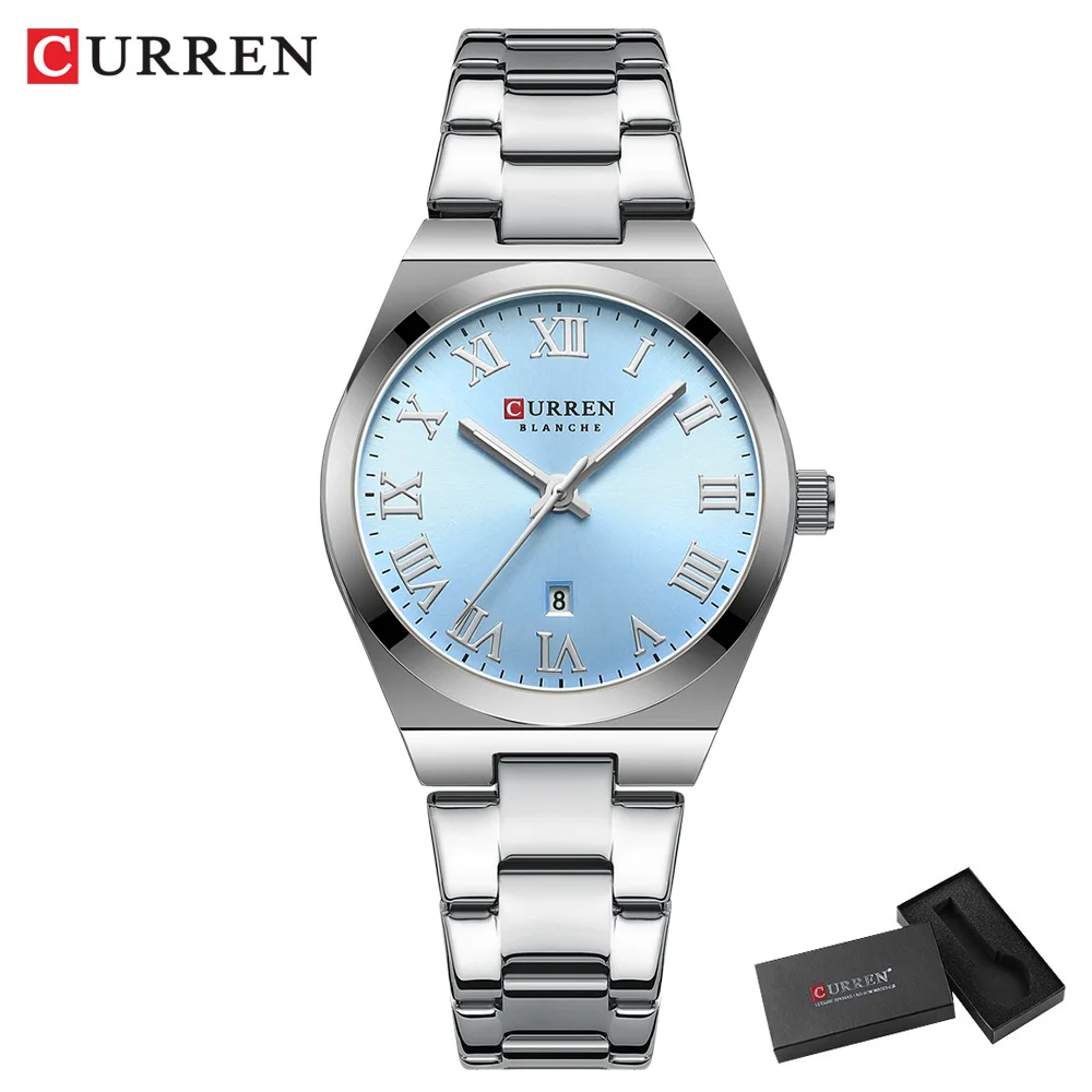 Elegant Stainless Steel Bracelet Womens Fashion Dress Watch with Date – view 12