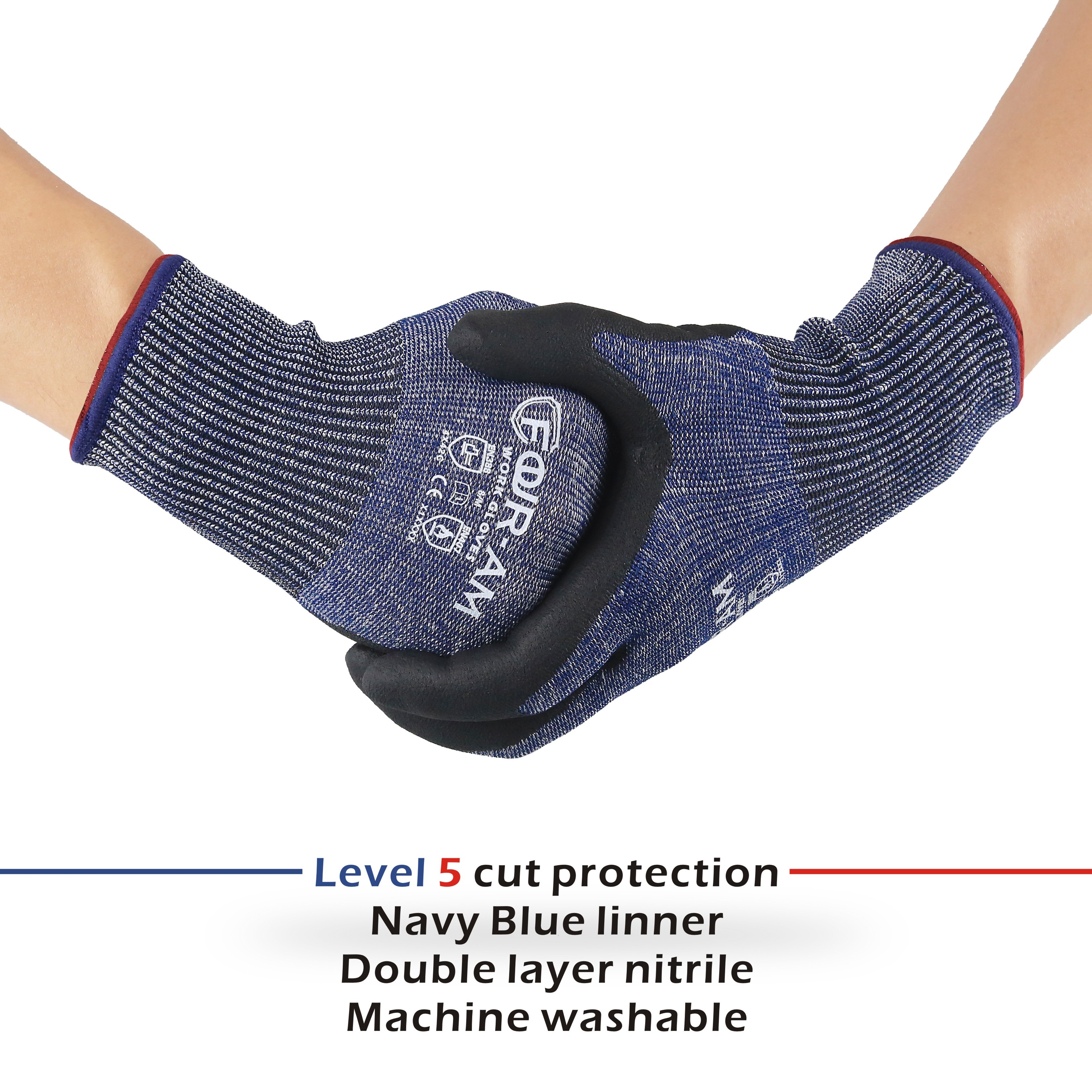 Level Cut Resistant Work Gloves With Nitrile Grip And Touchscreen 2