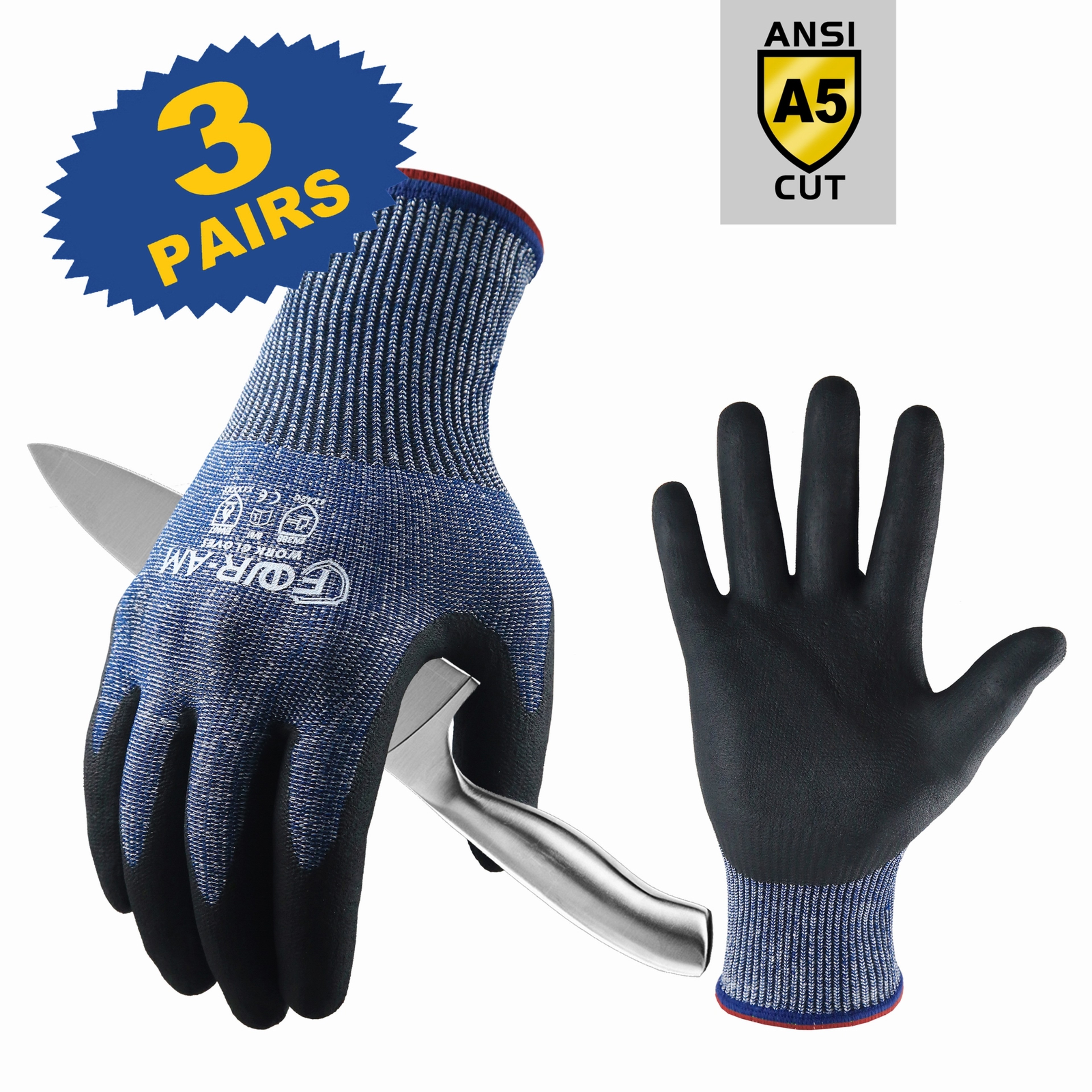 Level Cut Resistant Work Gloves With Nitrile Grip And Touchscreen 7