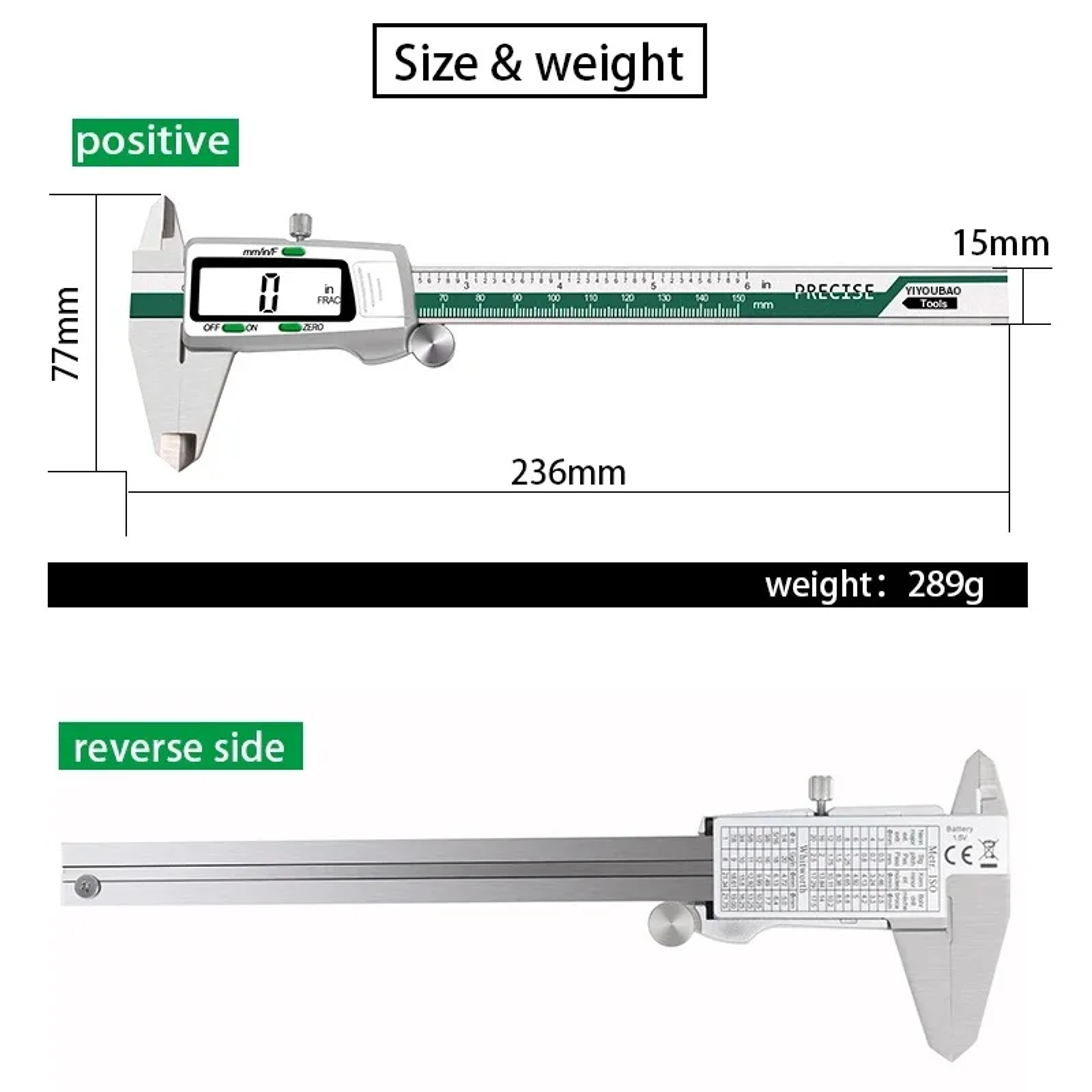 Digital Caliper Stainless Steel Precision Measuring Tool 5