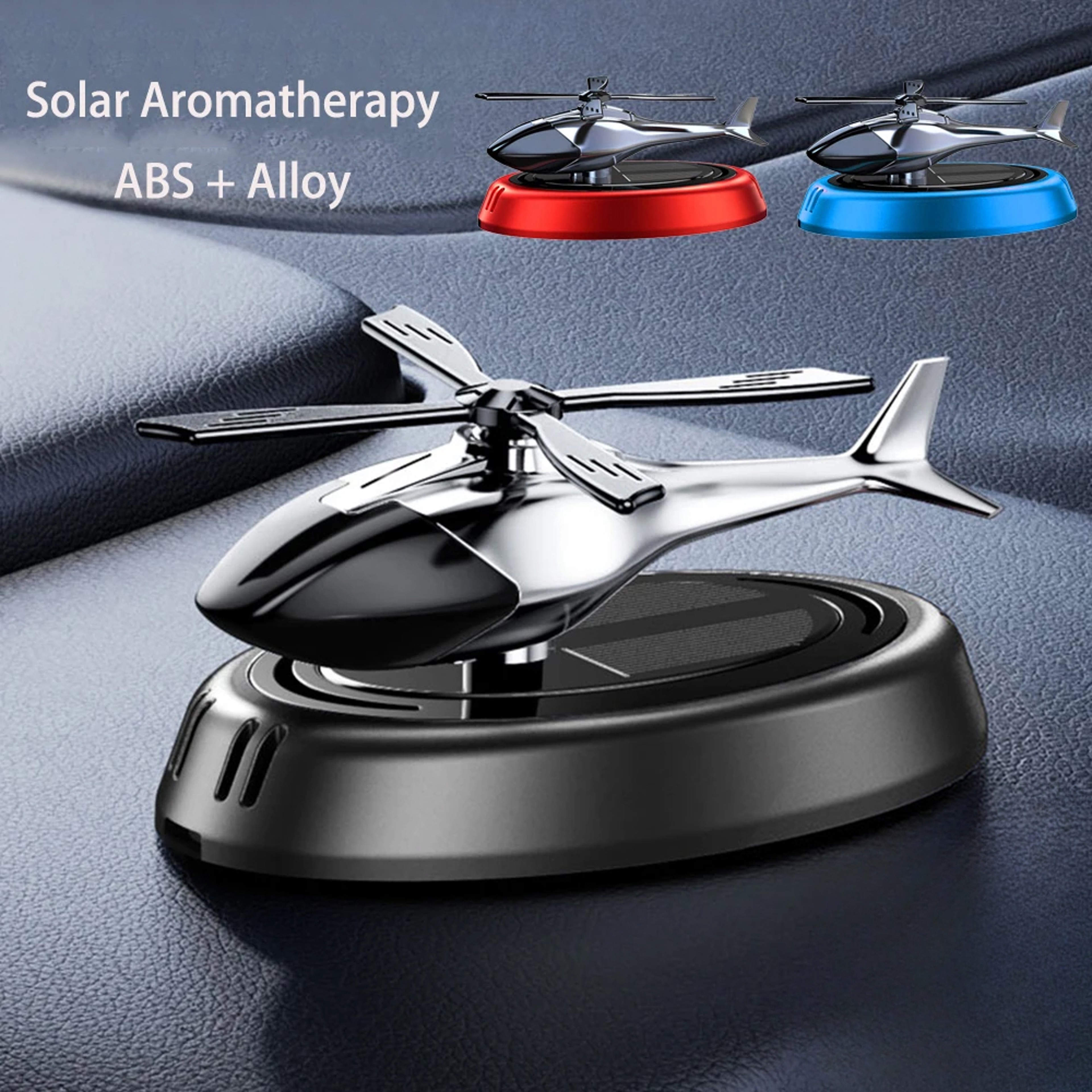Solar Powered Helicopter Car Air Freshener Rotating Aromatherapy Diffuser 5