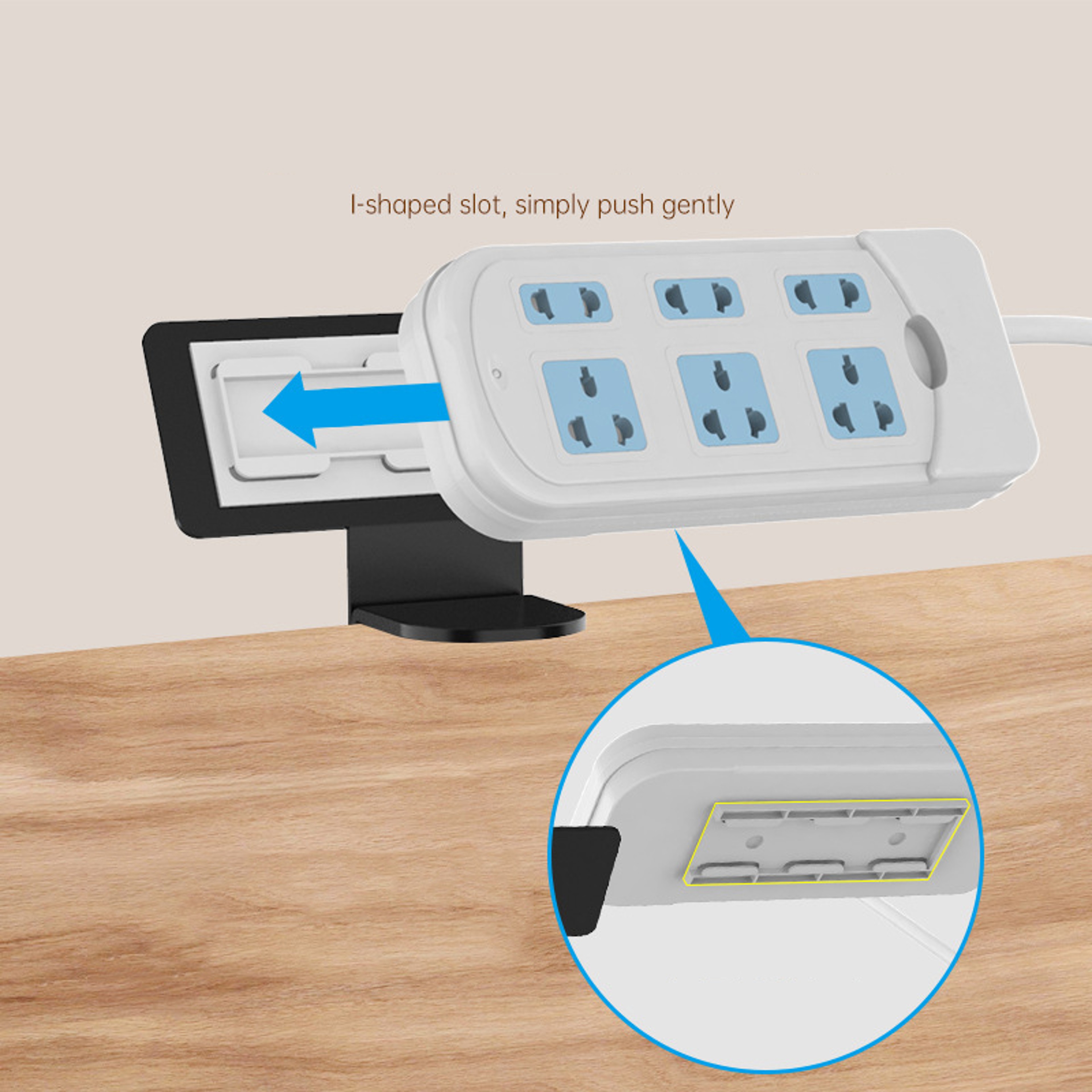 No Drill Under Desk Power Strip Holder And Cable Management Tray 3