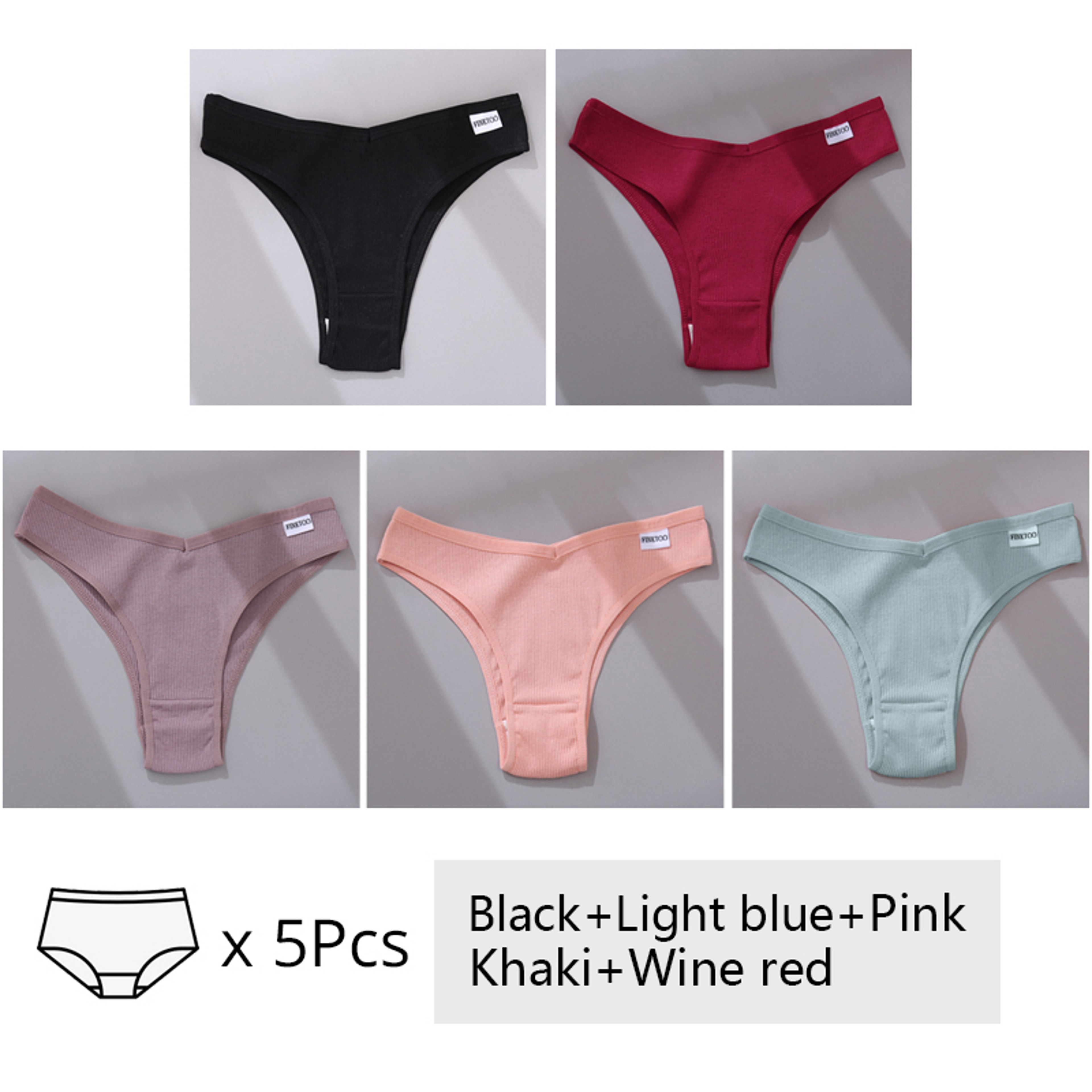 Womens Cotton Brazilian Panties V Waist Low Rise Bikini Underwear 9