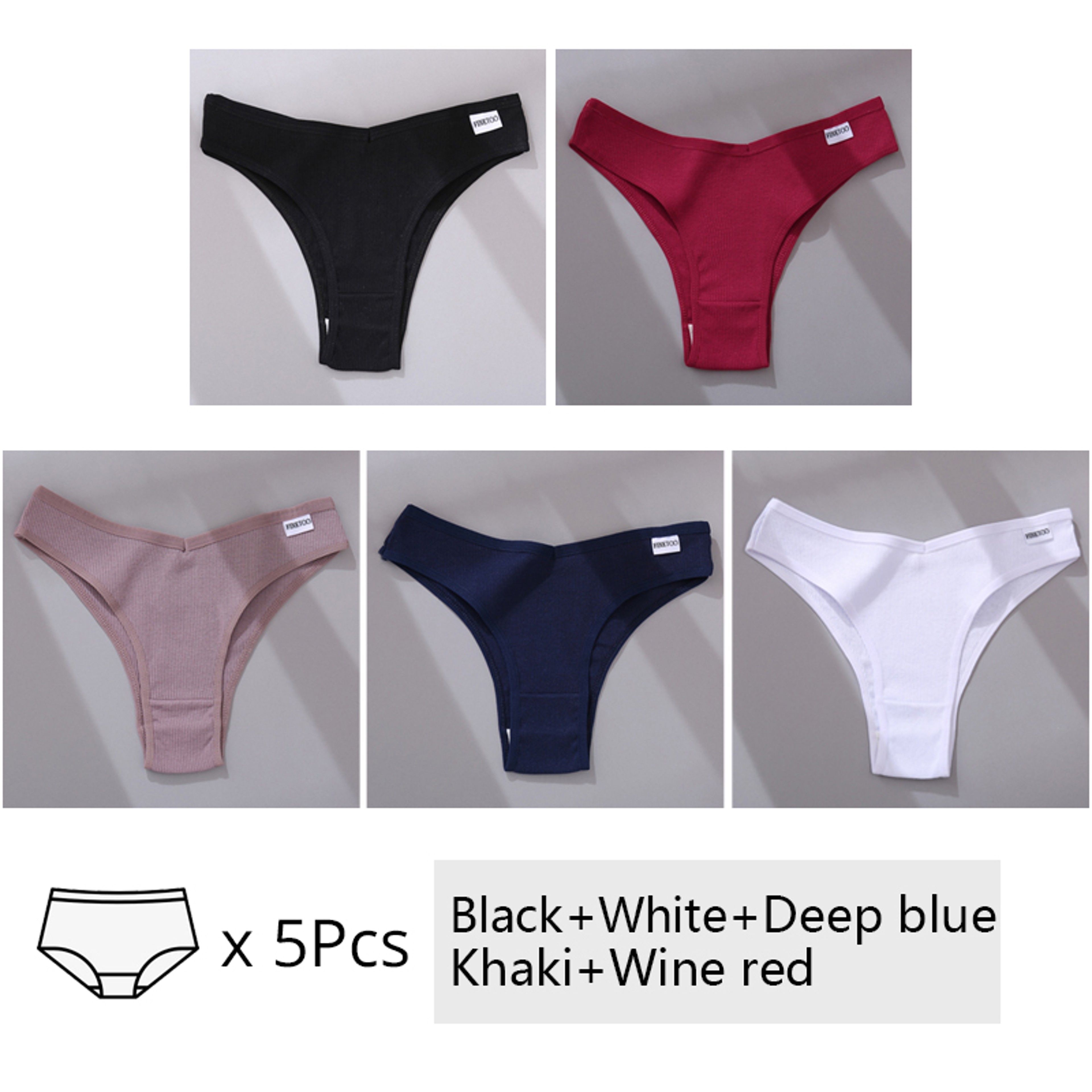 Womens Cotton Brazilian Panties V Waist Low Rise Bikini Underwear 12