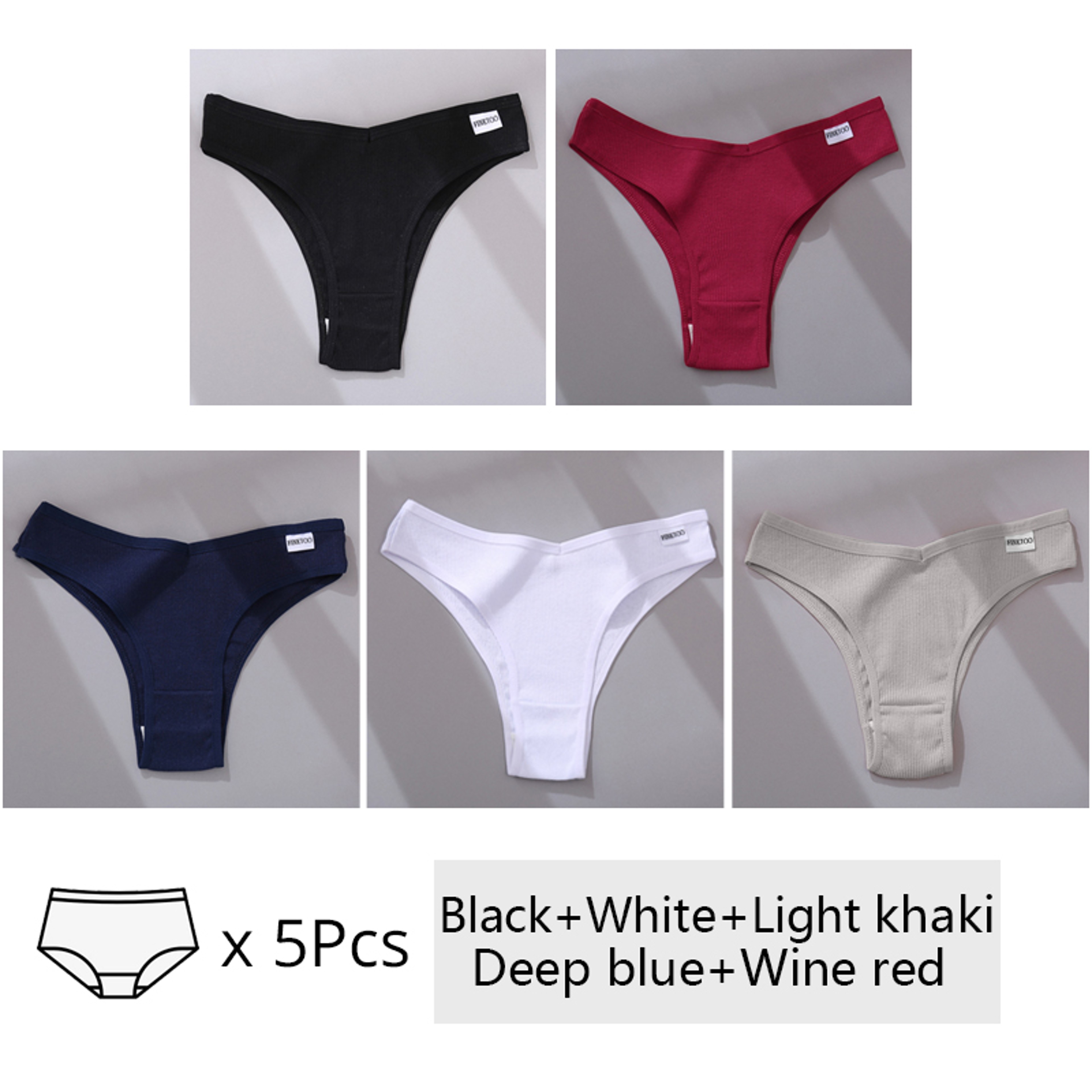 Womens Cotton Brazilian Panties V Waist Low Rise Bikini Underwear 14