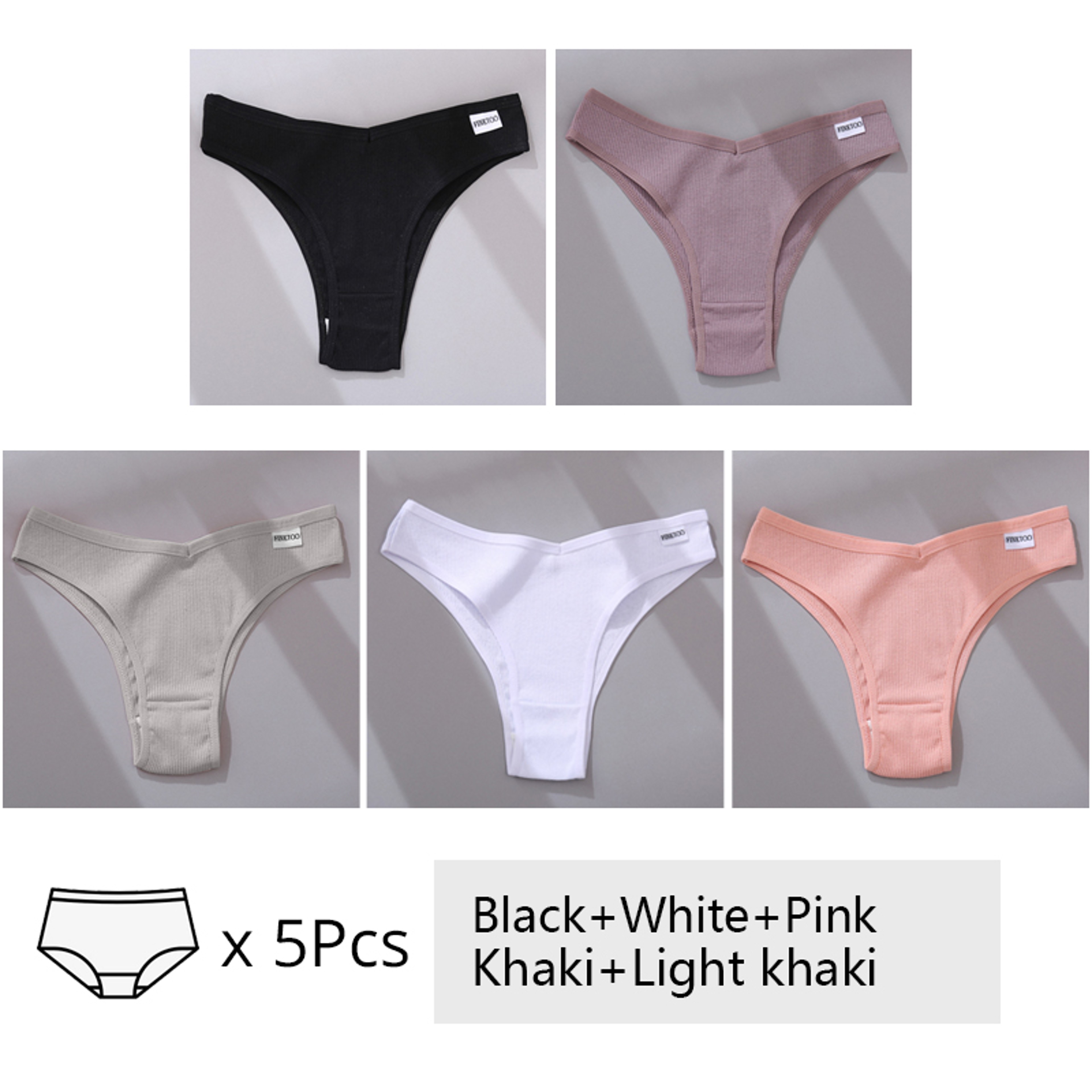 Womens Cotton Brazilian Panties V Waist Low Rise Bikini Underwear 19