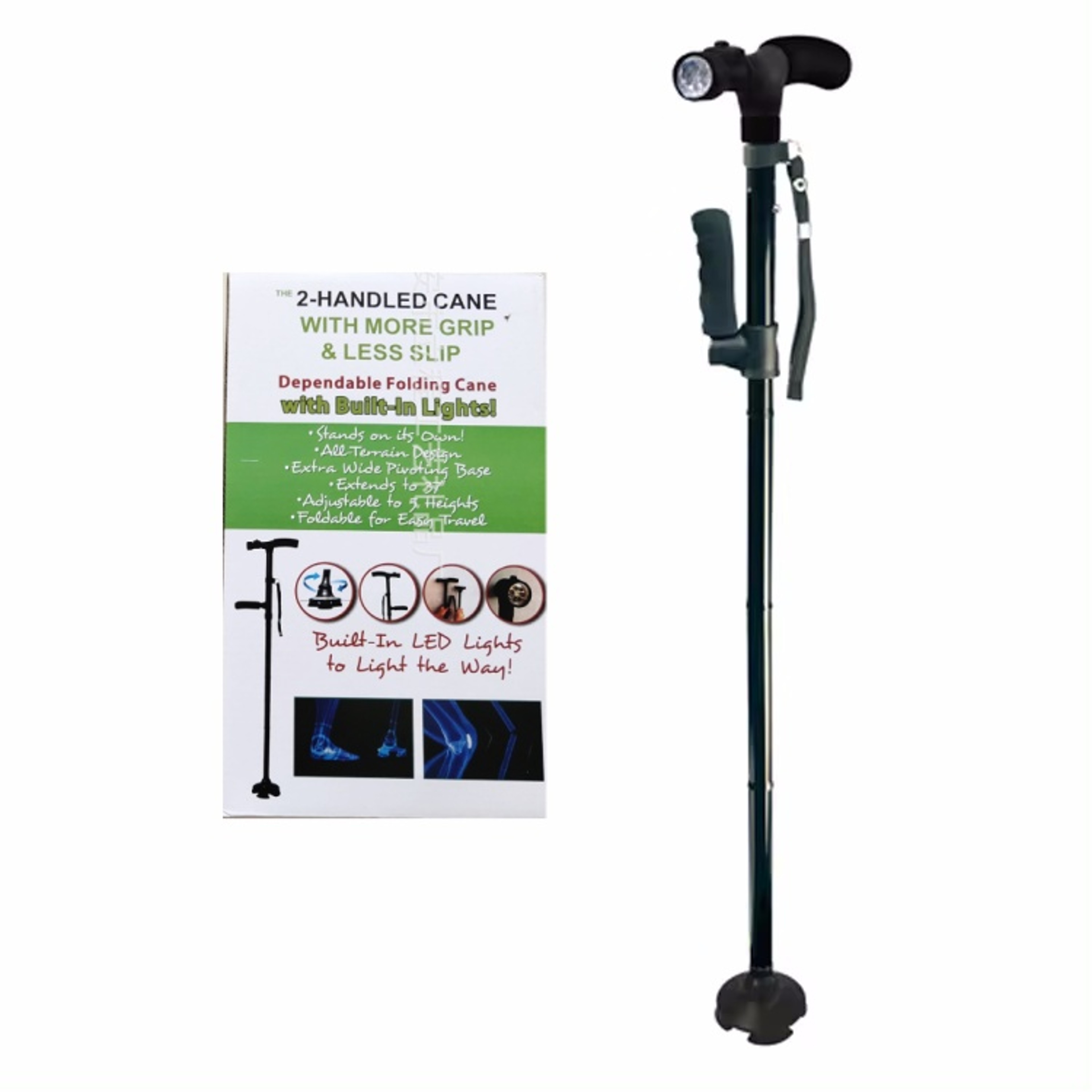 Foldable Walking Cane With LED Light Adjustable Anti Slip Walking Stick For Seniors 7