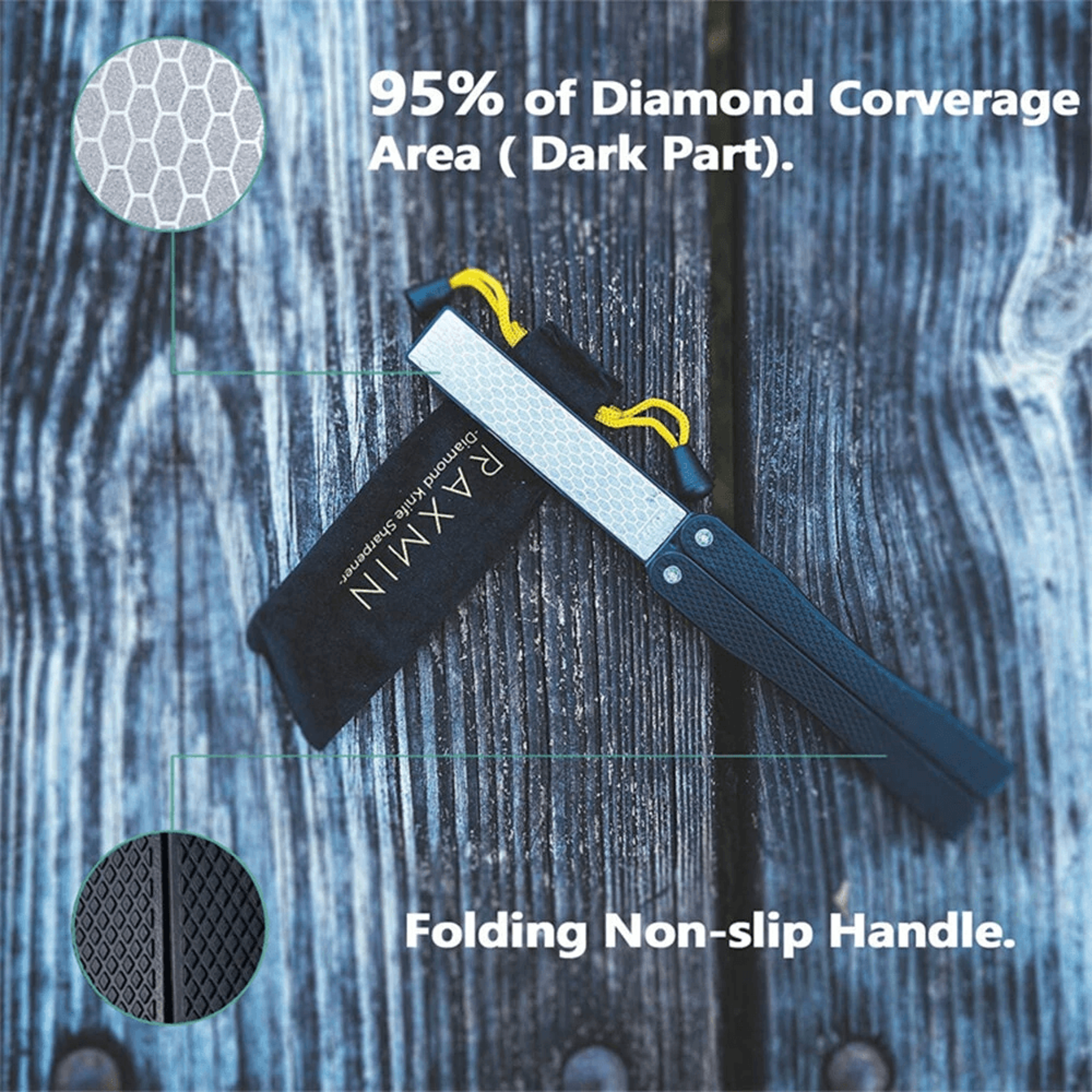 Foldable Double Sided Diamond Knife Sharpener For Kitchen And Outdoor Blades 2