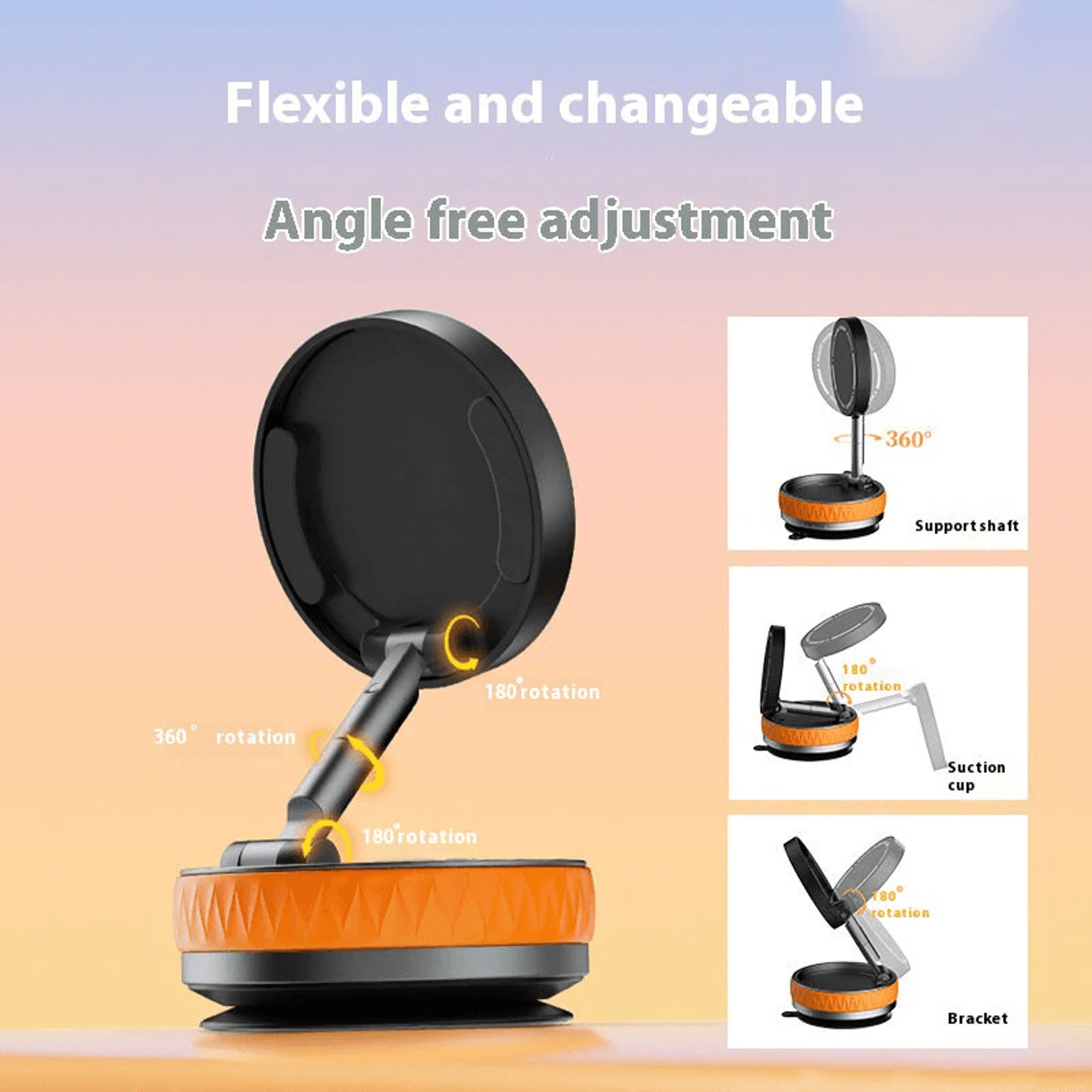 Adjustable Magnetic Car Phone Holder With Vacuum Suction Cup 3