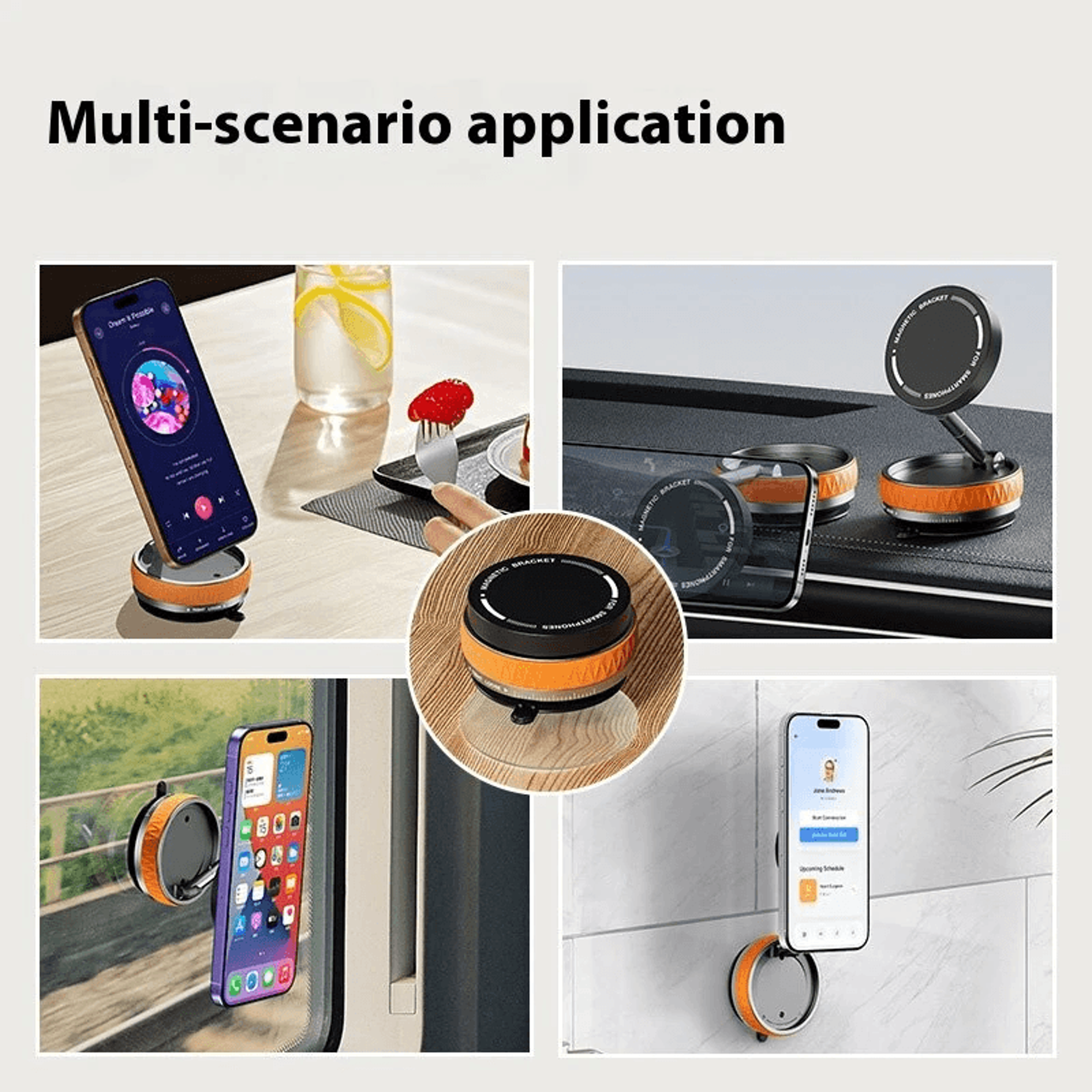 Adjustable Magnetic Car Phone Holder With Vacuum Suction Cup 1