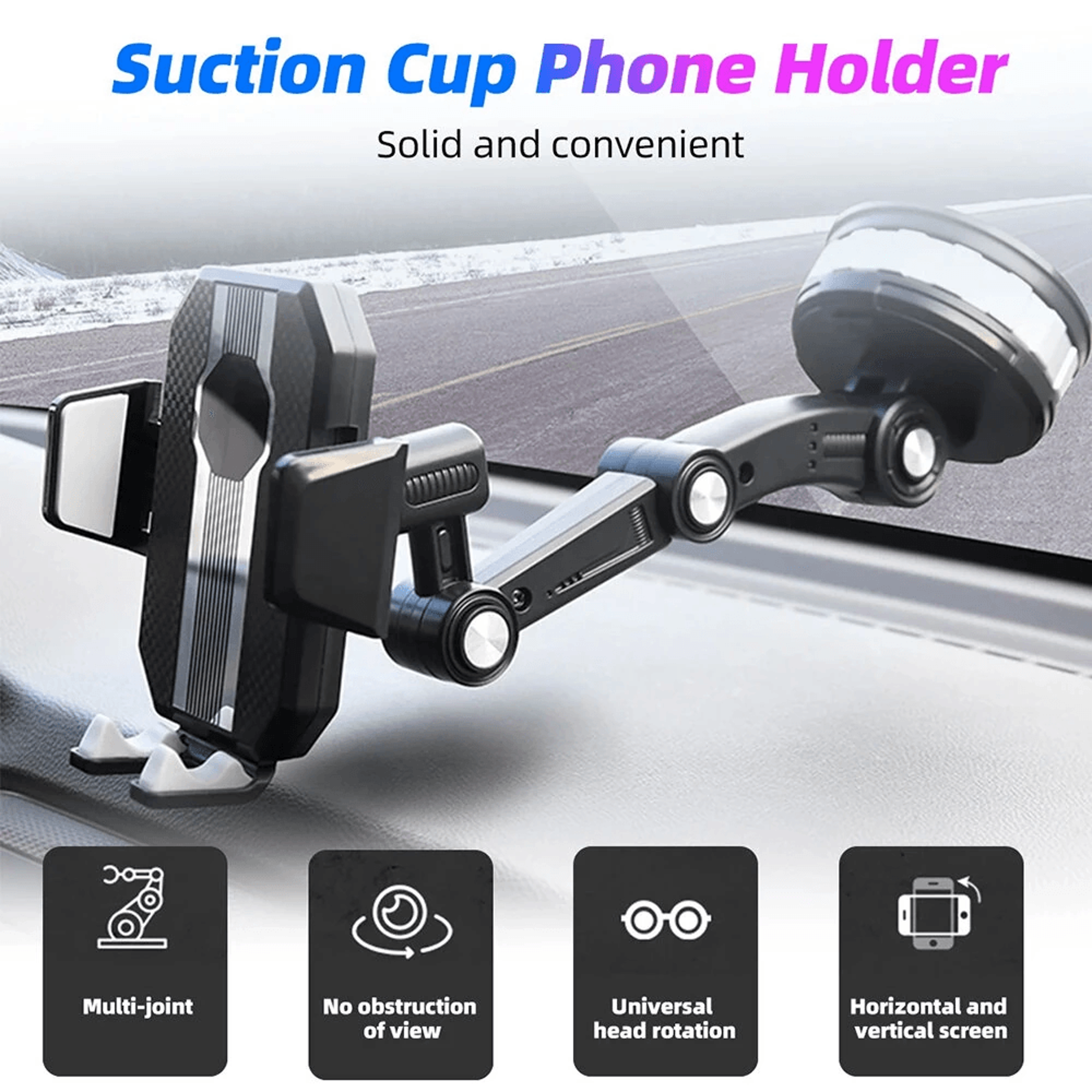 Rotating Car Phone Holder With Shockproof Suction Cup Mount 2