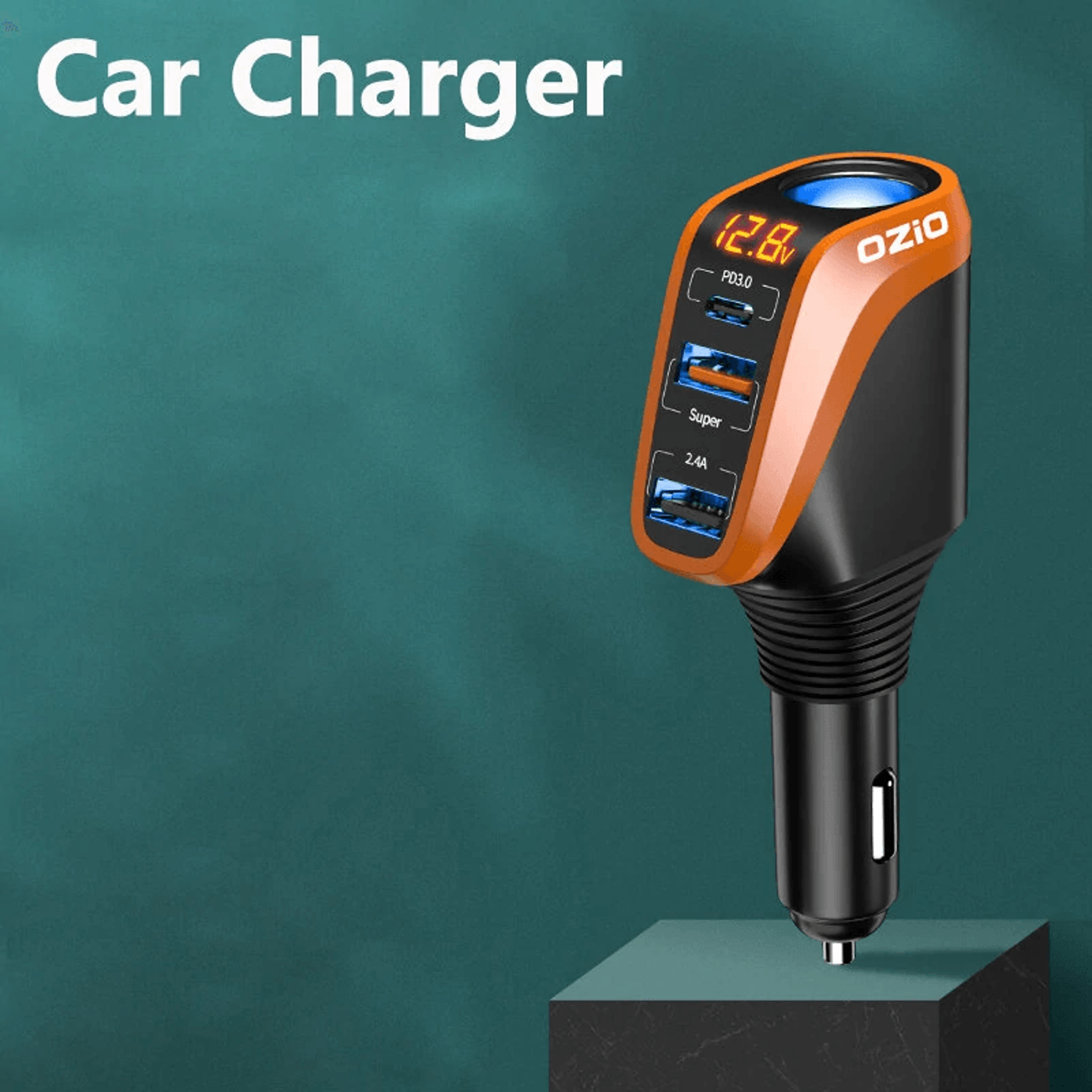 Fast Car Charger With USB C PD QC And LCD Display 2