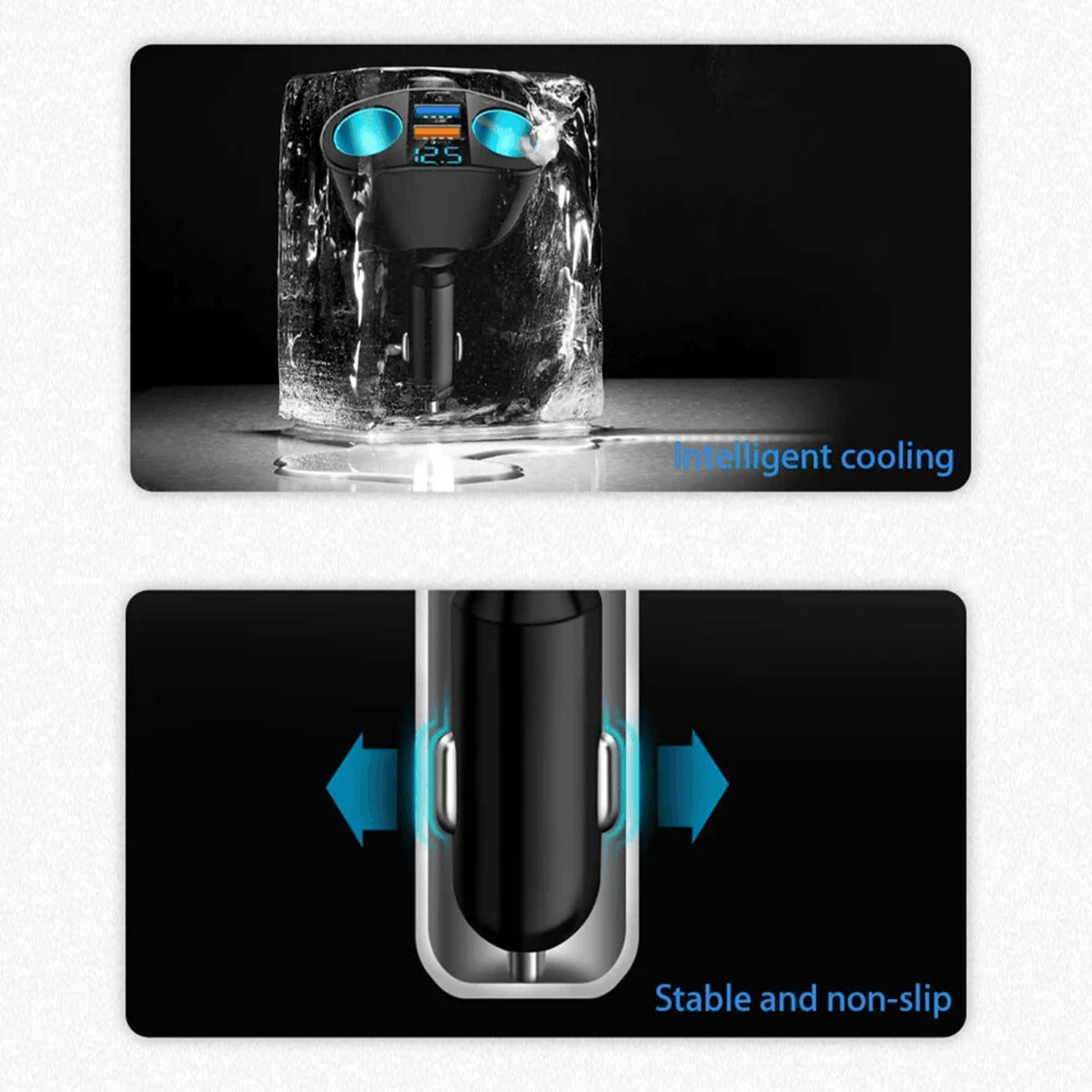 Dual USB Fast Car Charger With LED Voltage Display And Power Adapter 4