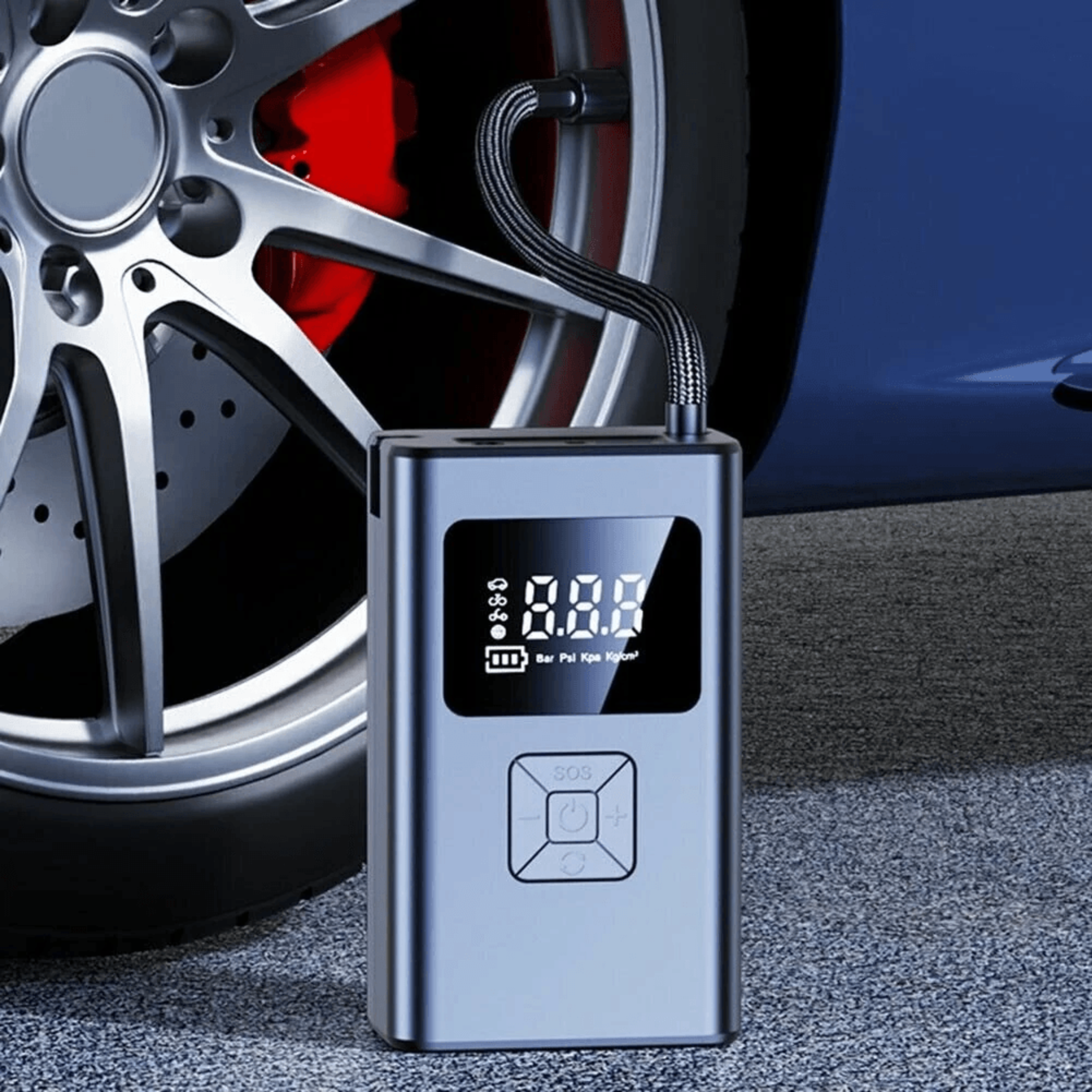 Portable Cordless Tire Inflator With Battery LED Light And Power Bank 1