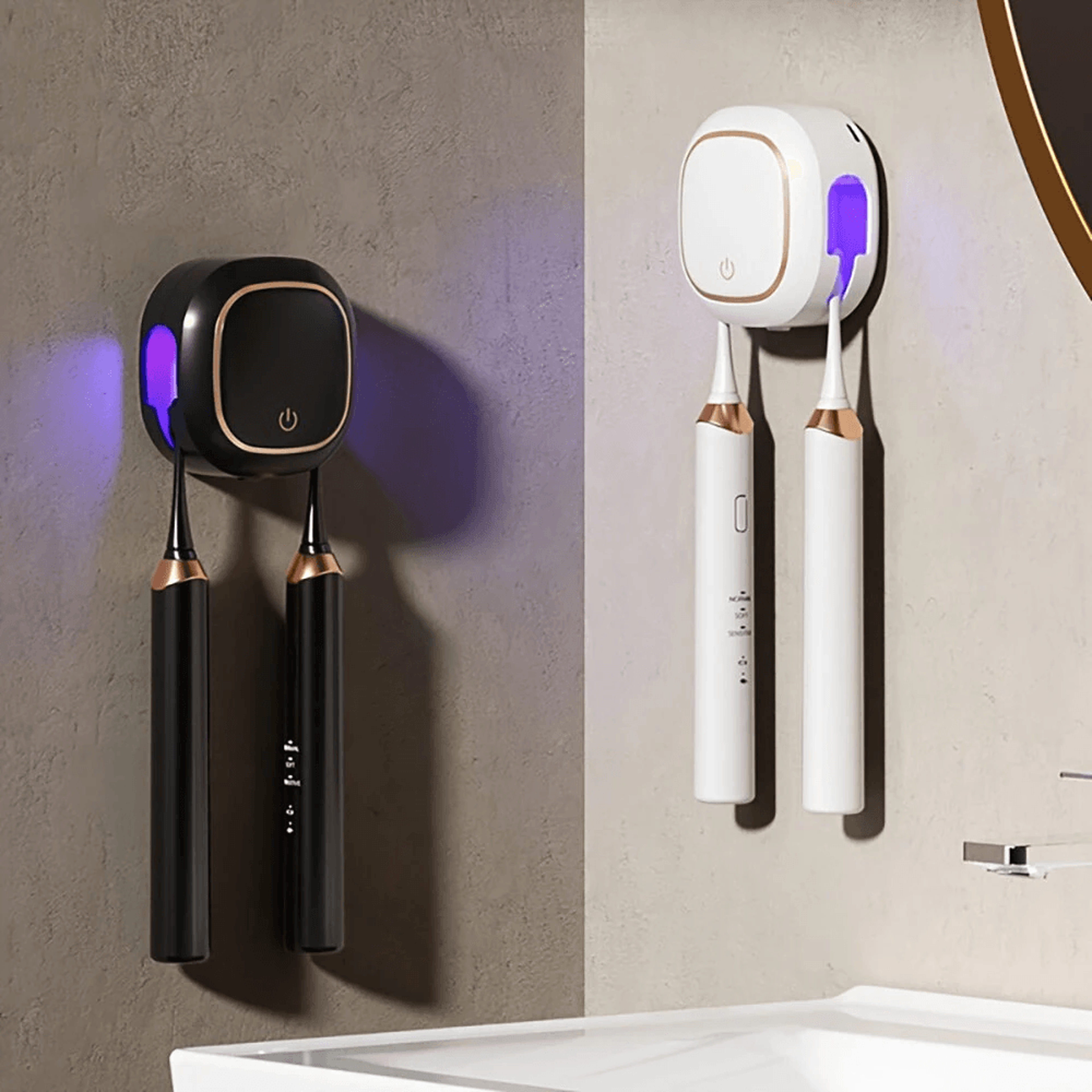 Smart UV Toothbrush Sterilizer With Heat Drying And Wall Mounted Dual Toothbrush Holder 6