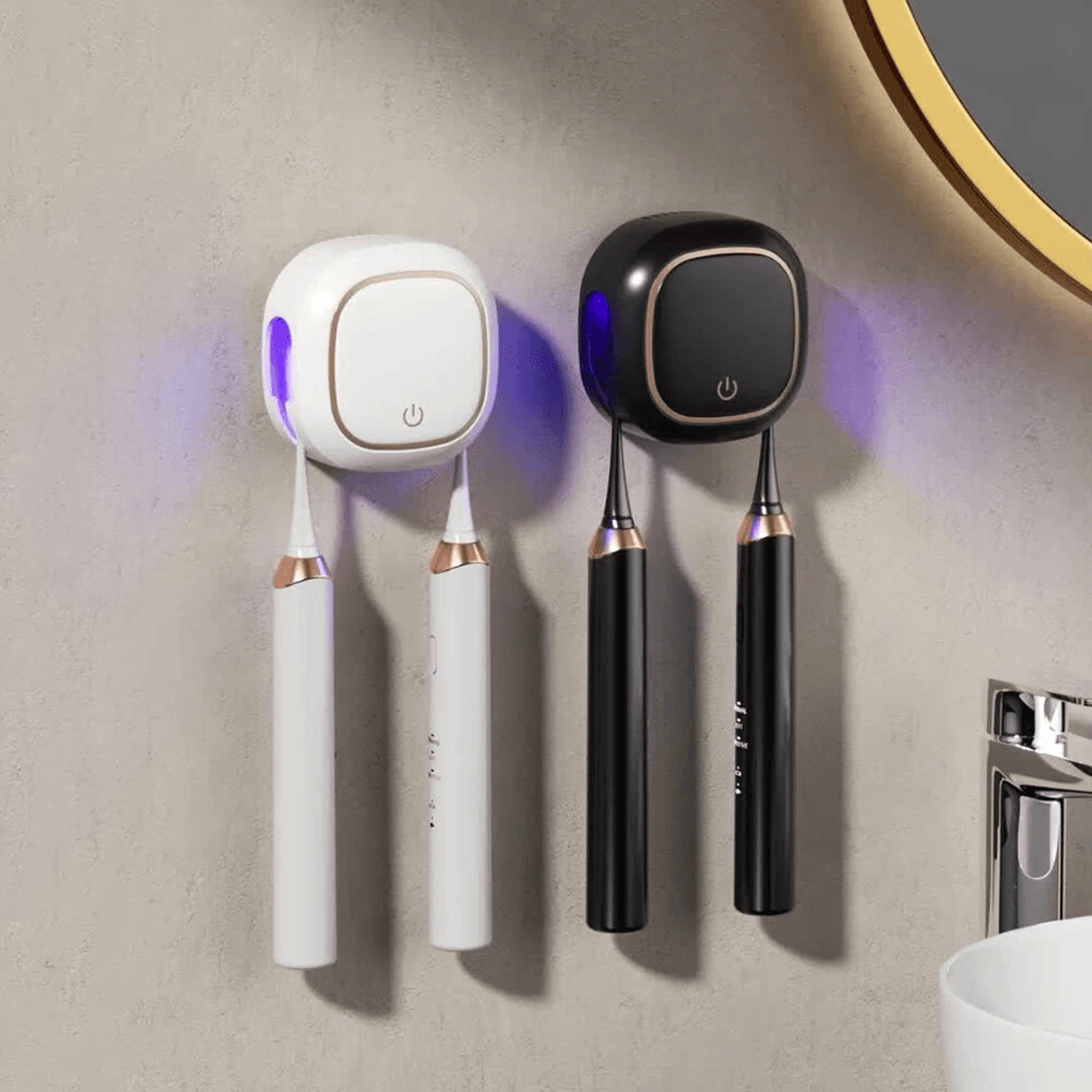 Smart UV Toothbrush Sterilizer With Heat Drying And Wall Mounted Dual Toothbrush Holder 0