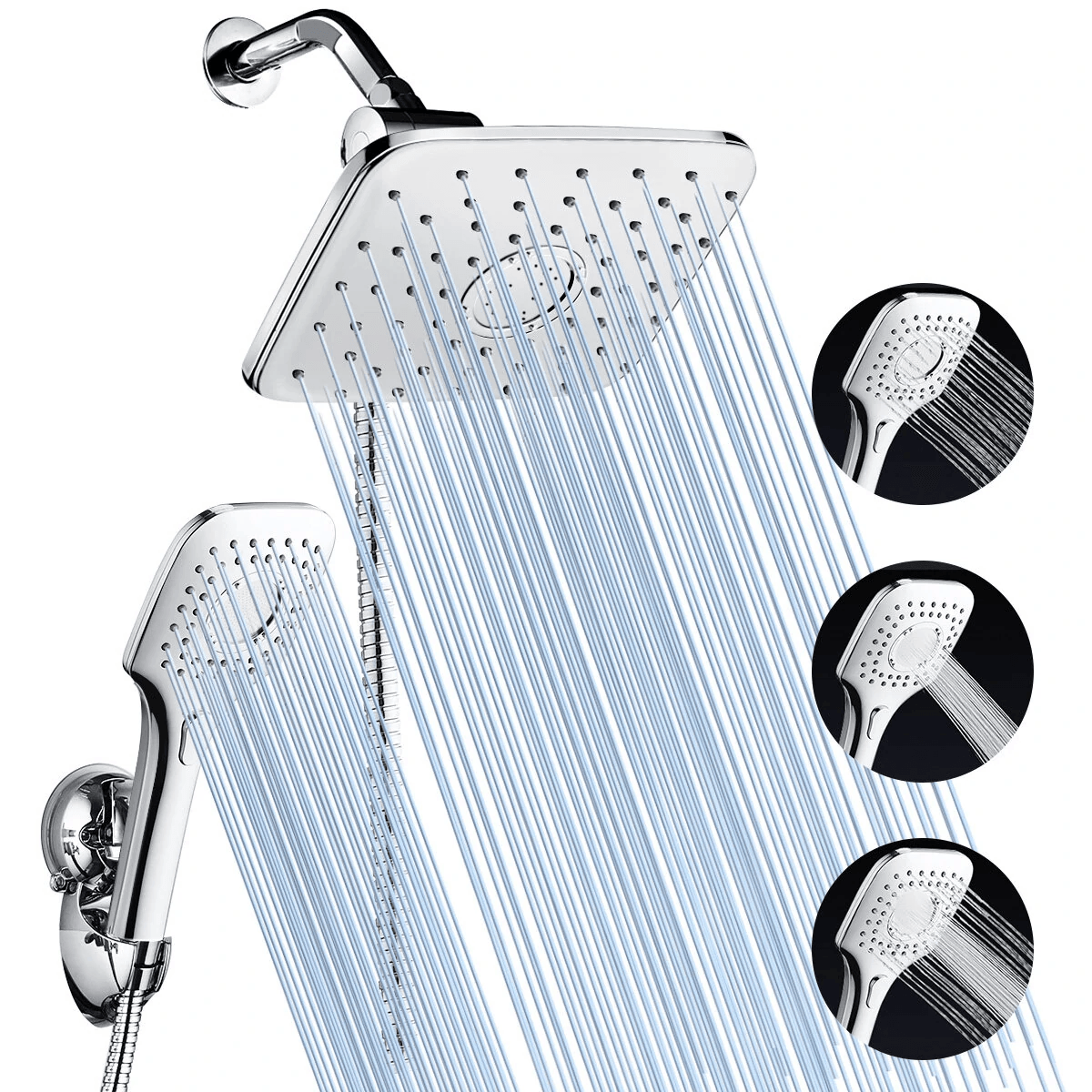 Rainfall Shower Head And Handheld Shower Combo With Adjustable Spray Modes 4