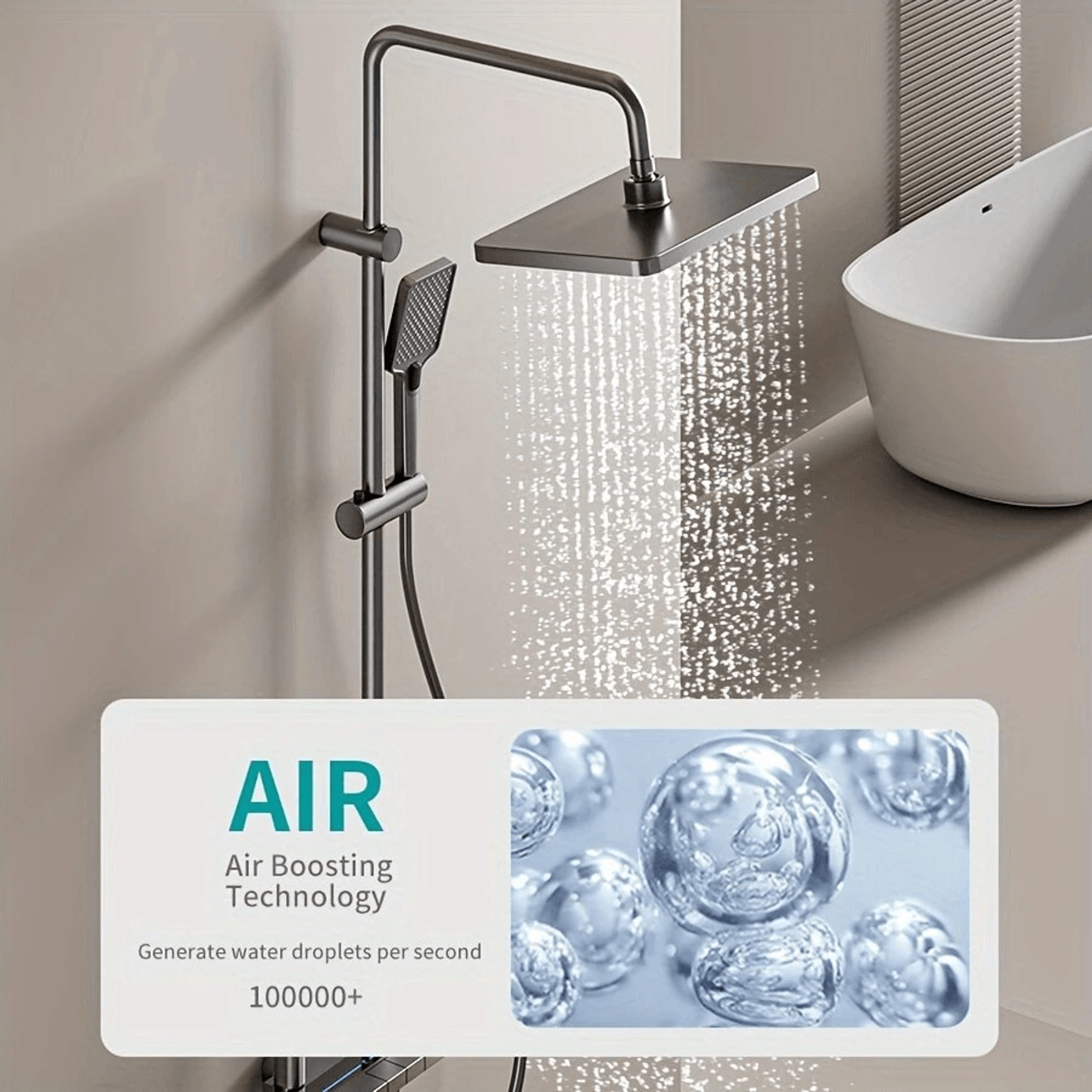 Digital Display Rainfall Shower System With Piano Button Controls And Ambient Light 2
