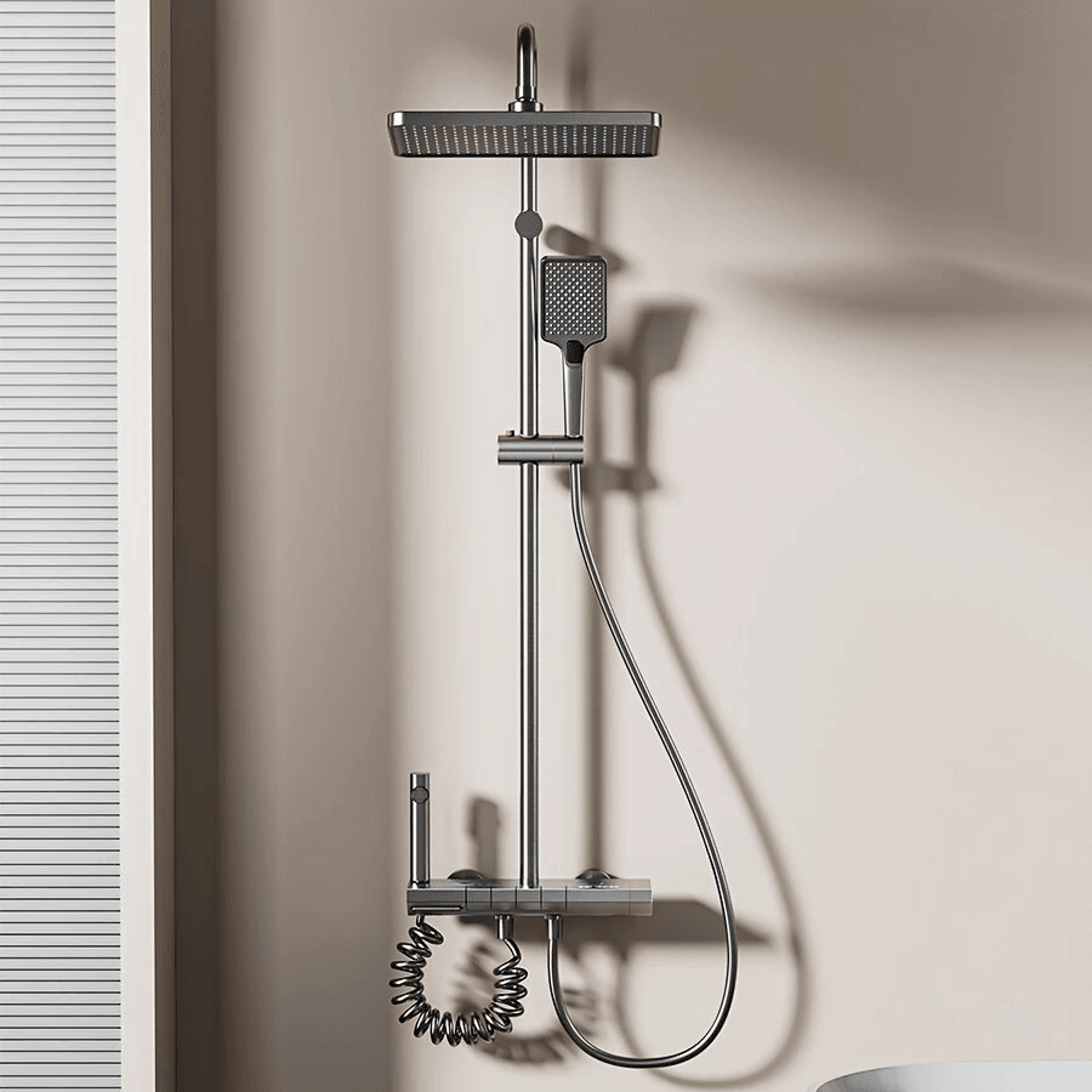 Digital Display Rainfall Shower System With Piano Button Controls And Ambient Light 1