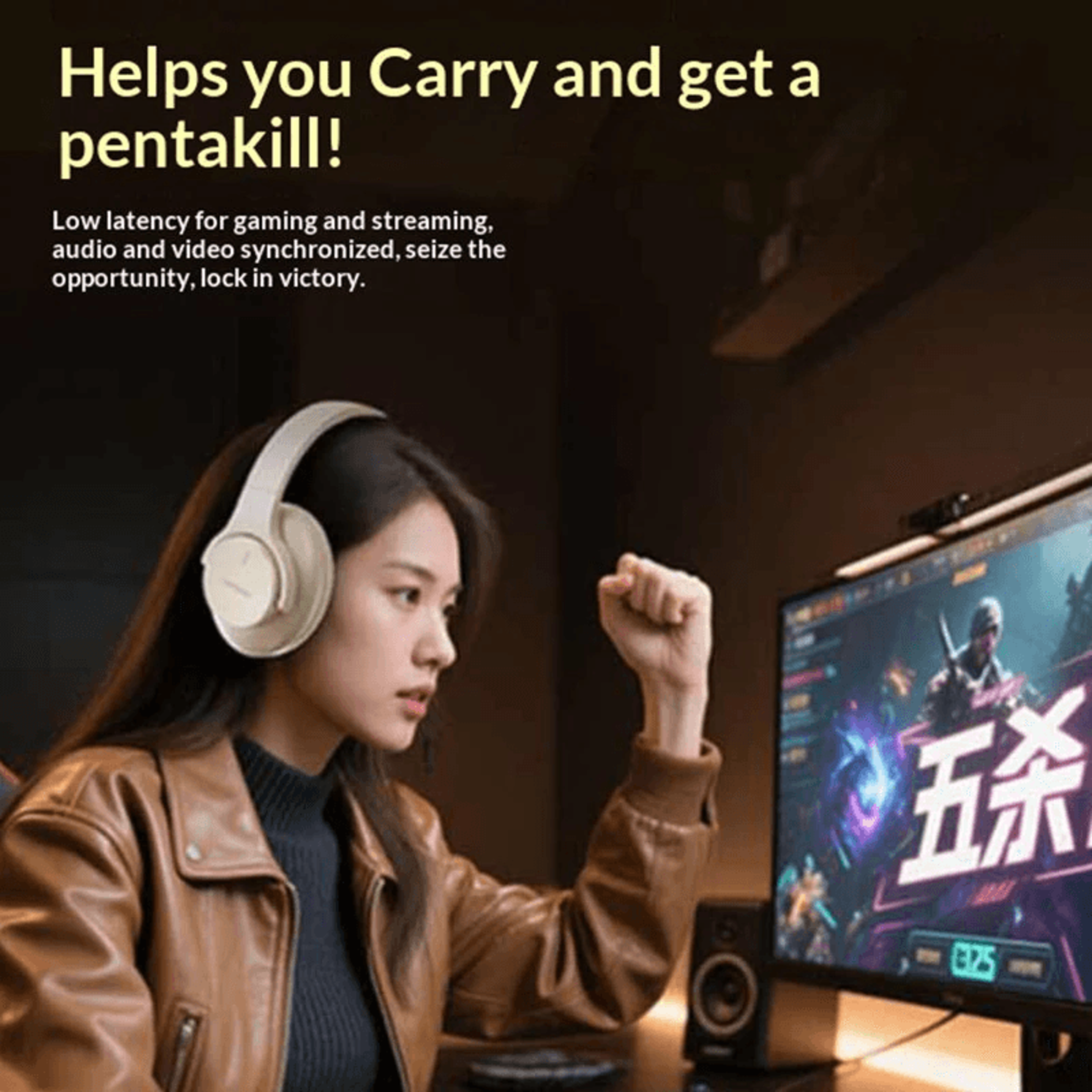 ANC Wireless Bluetooth Headphones With Drivers Low Latency Audio And Foldable Over Ear Design 3
