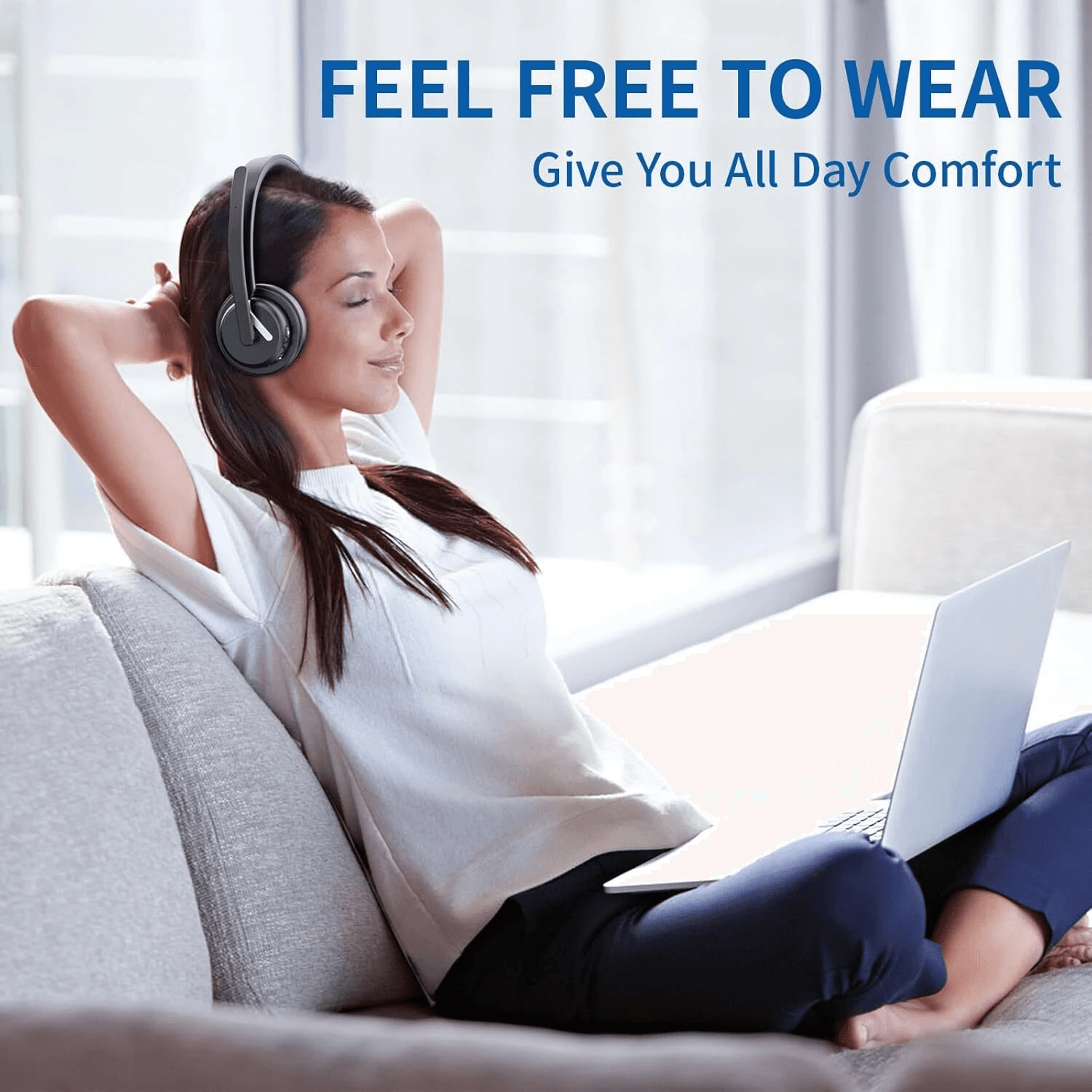 Wireless Headset With AI Noise Cancelling Microphone Charging Base And Hour Battery 1