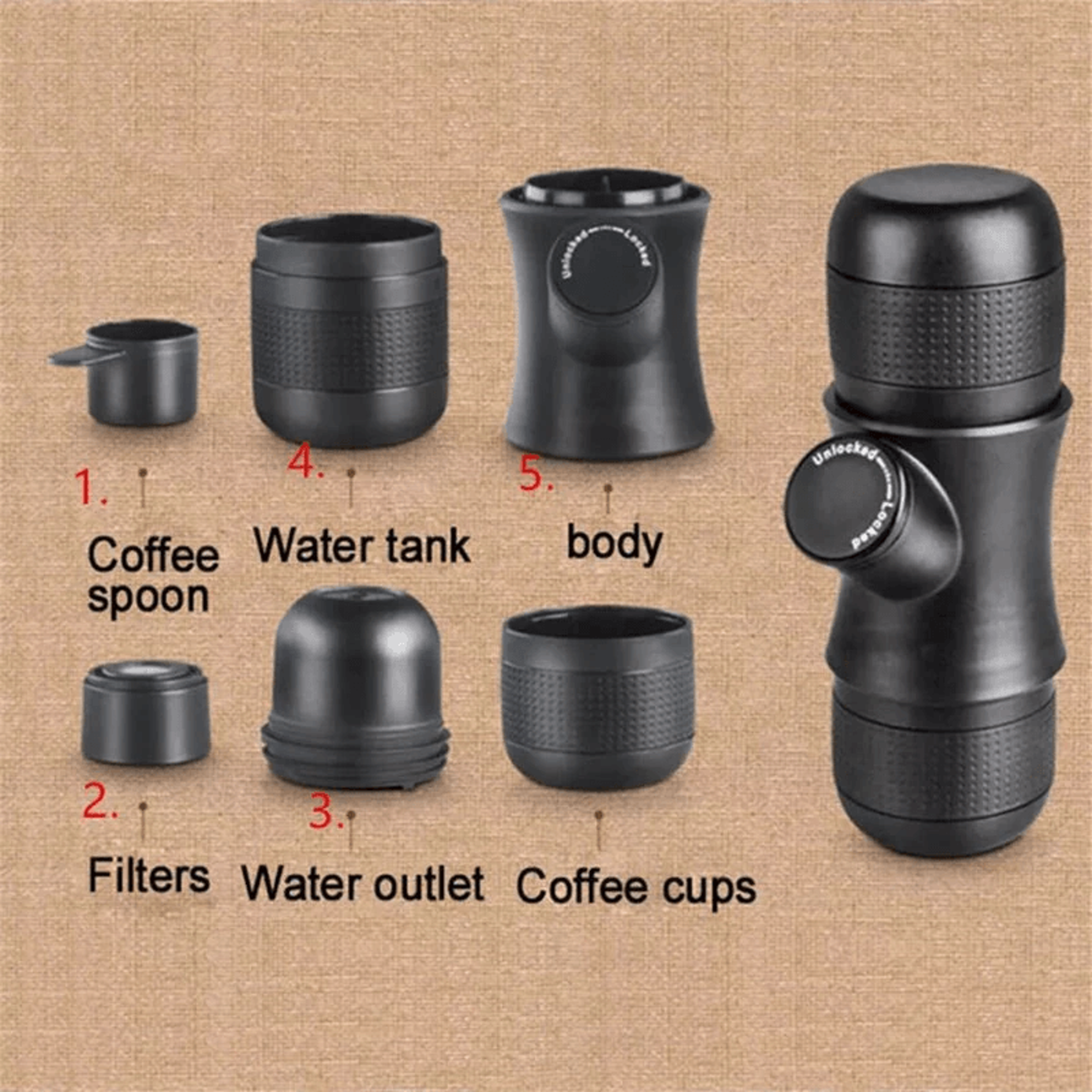 Portable Hand Press Espresso Maker Compact Manual Coffee Machine For Travel Camping Office And Home 2