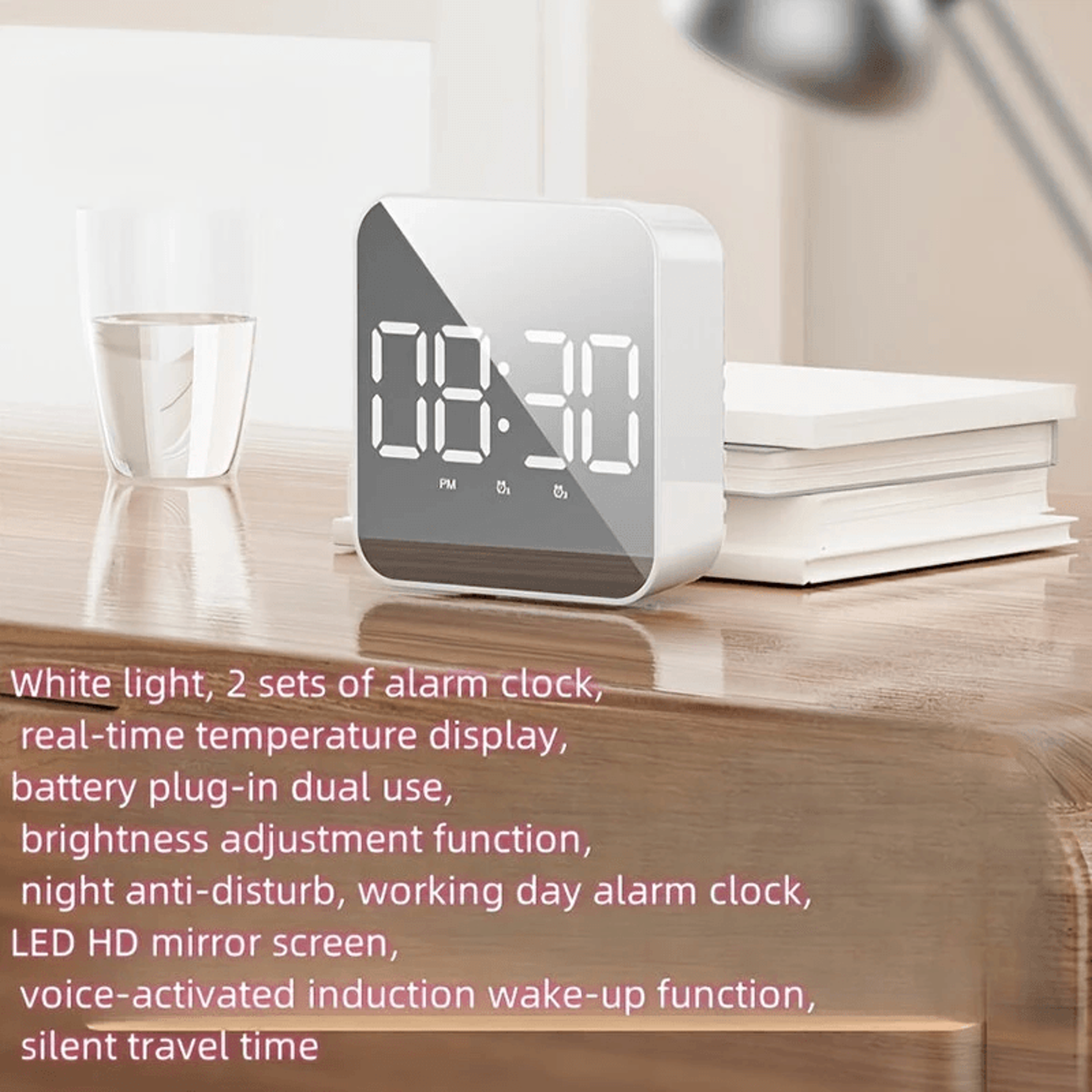 Voice Controlled LED Digital Alarm Clock With Large Display And Temperature Display 9