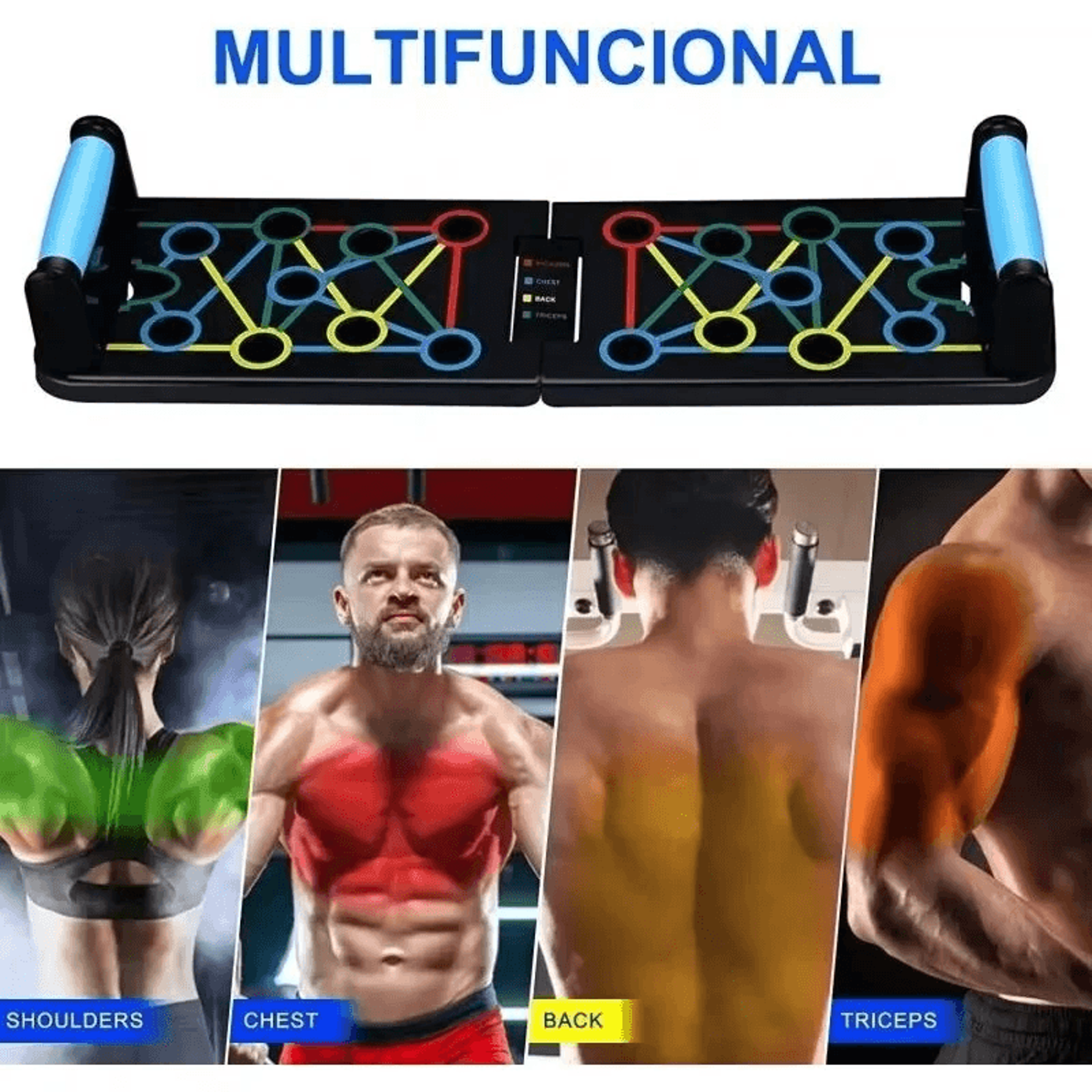 Multifunctional Foldable Push Up Board With Resistance Bands For Full Upper Body Training 5