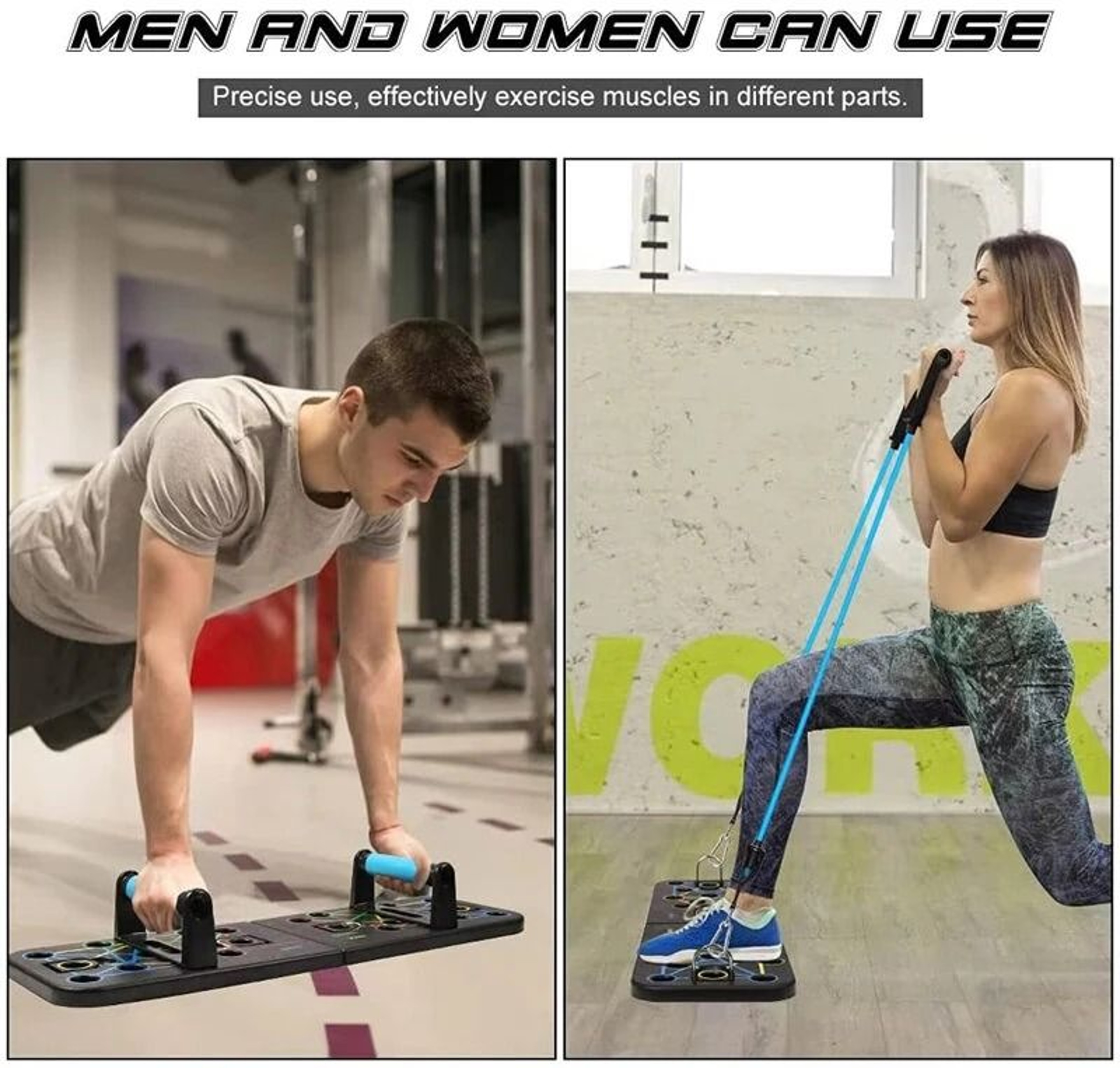 Multifunctional Foldable Push Up Board With Resistance Bands For Full Upper Body Training 1