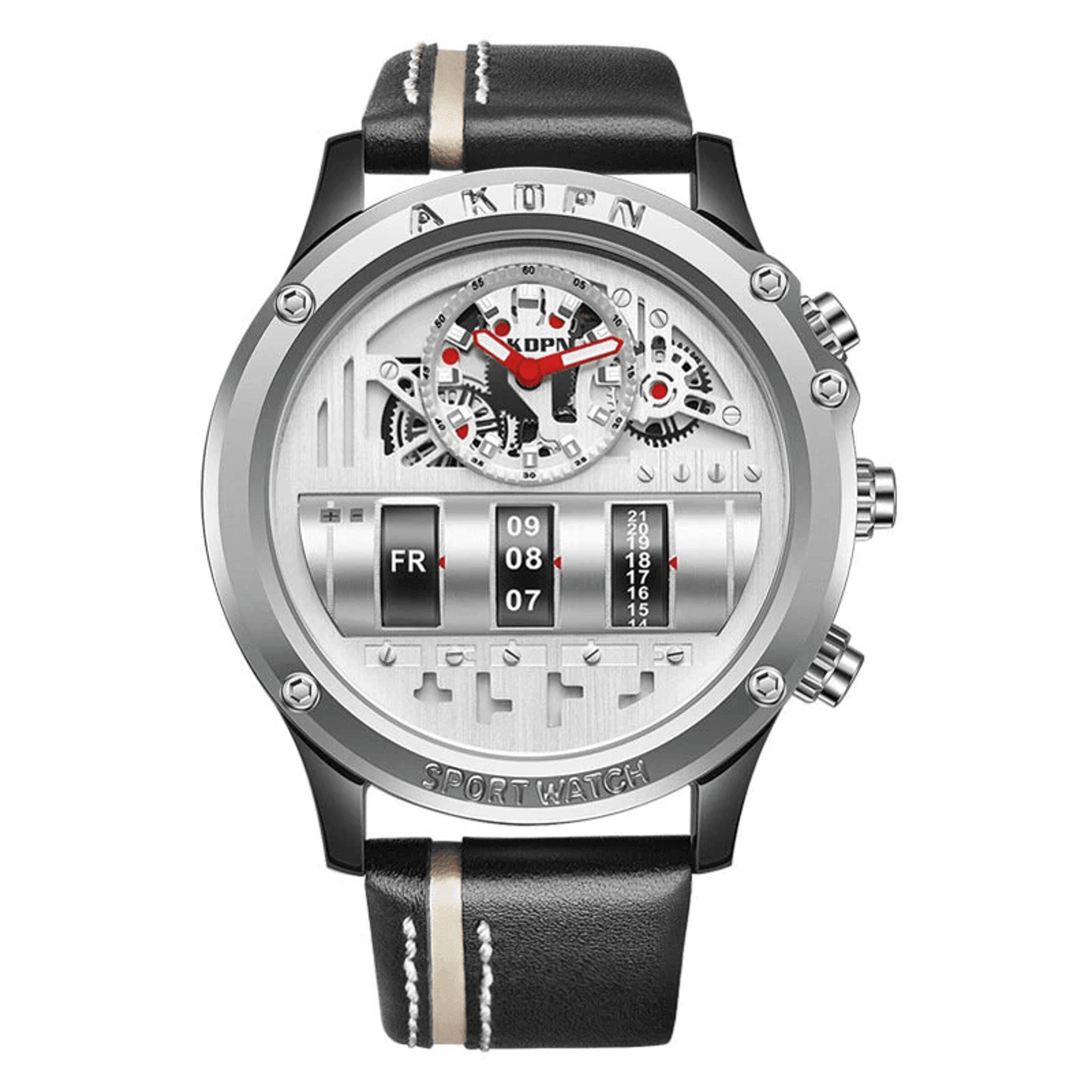 Multifunctional Mens Quartz Watch With Luminous Display Waterproof Design And Leather Strap 0