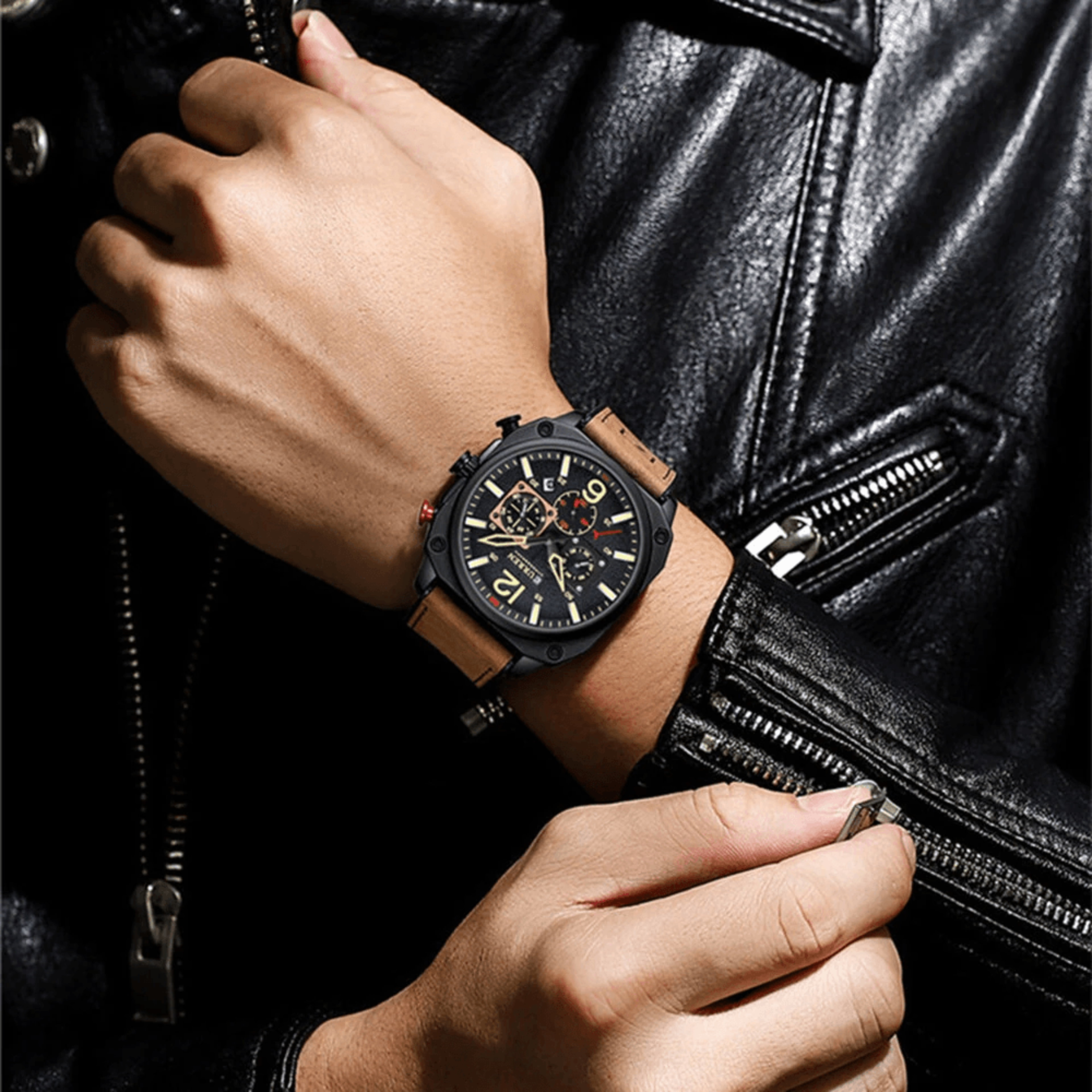Mens Sports Chronograph Quartz Watch With Luminous Display And Calendar 2