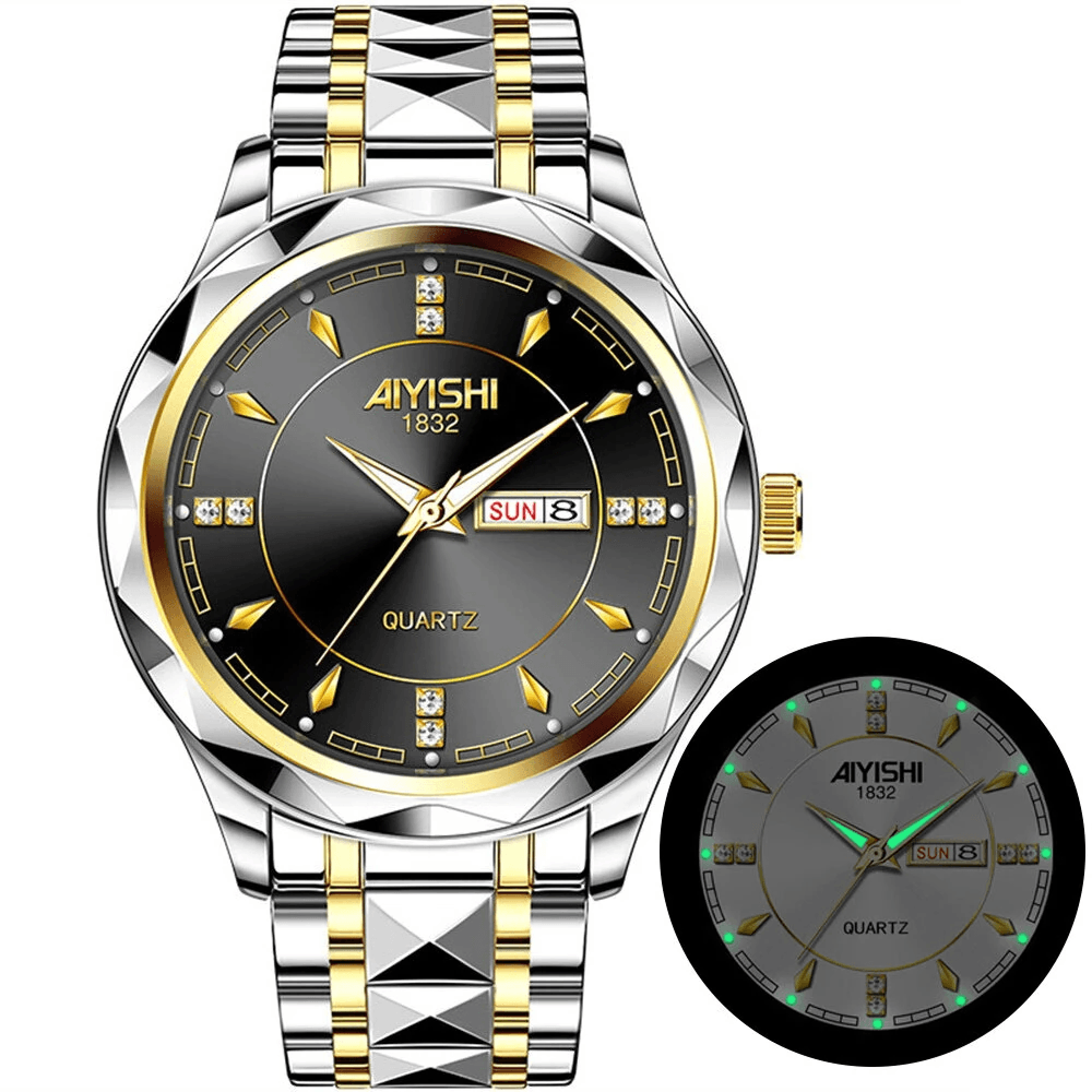 Luminous Waterproof Quartz Watch For Men With Stainless Steel Bracelet 0