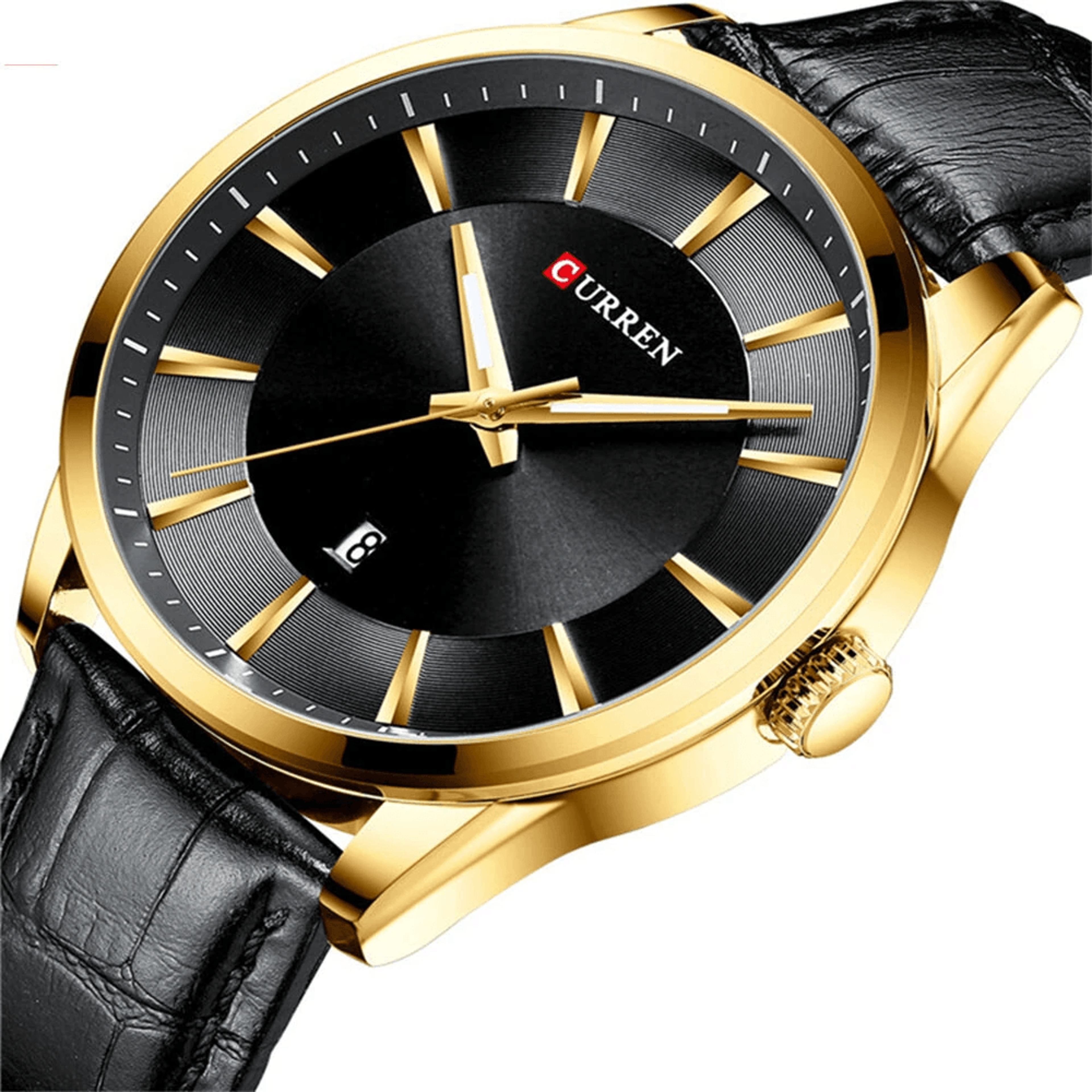 Classic Mens Quartz Watch With Leather Strap Waterproof Date Display 0