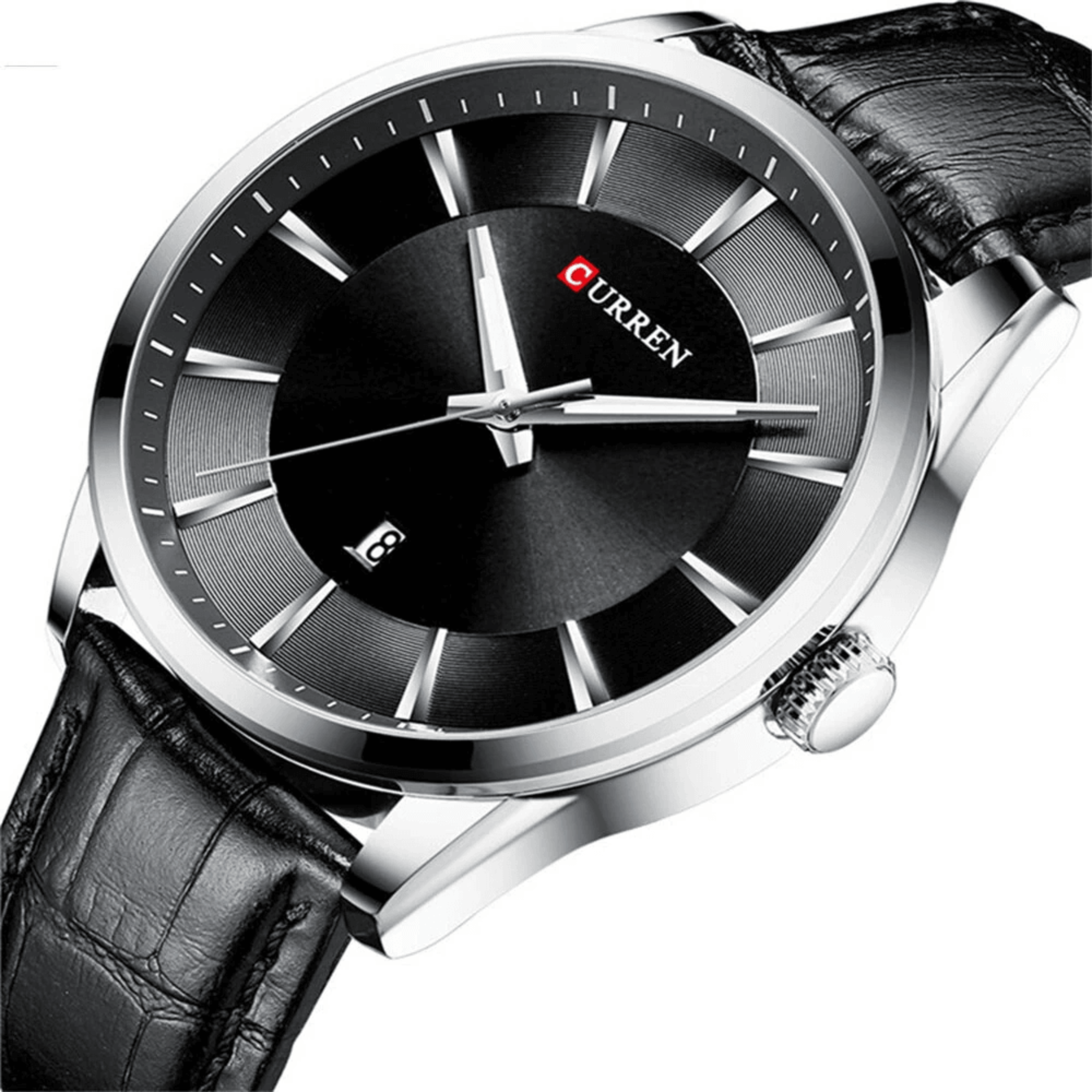 Classic Mens Quartz Watch With Leather Strap Waterproof Date Display 1