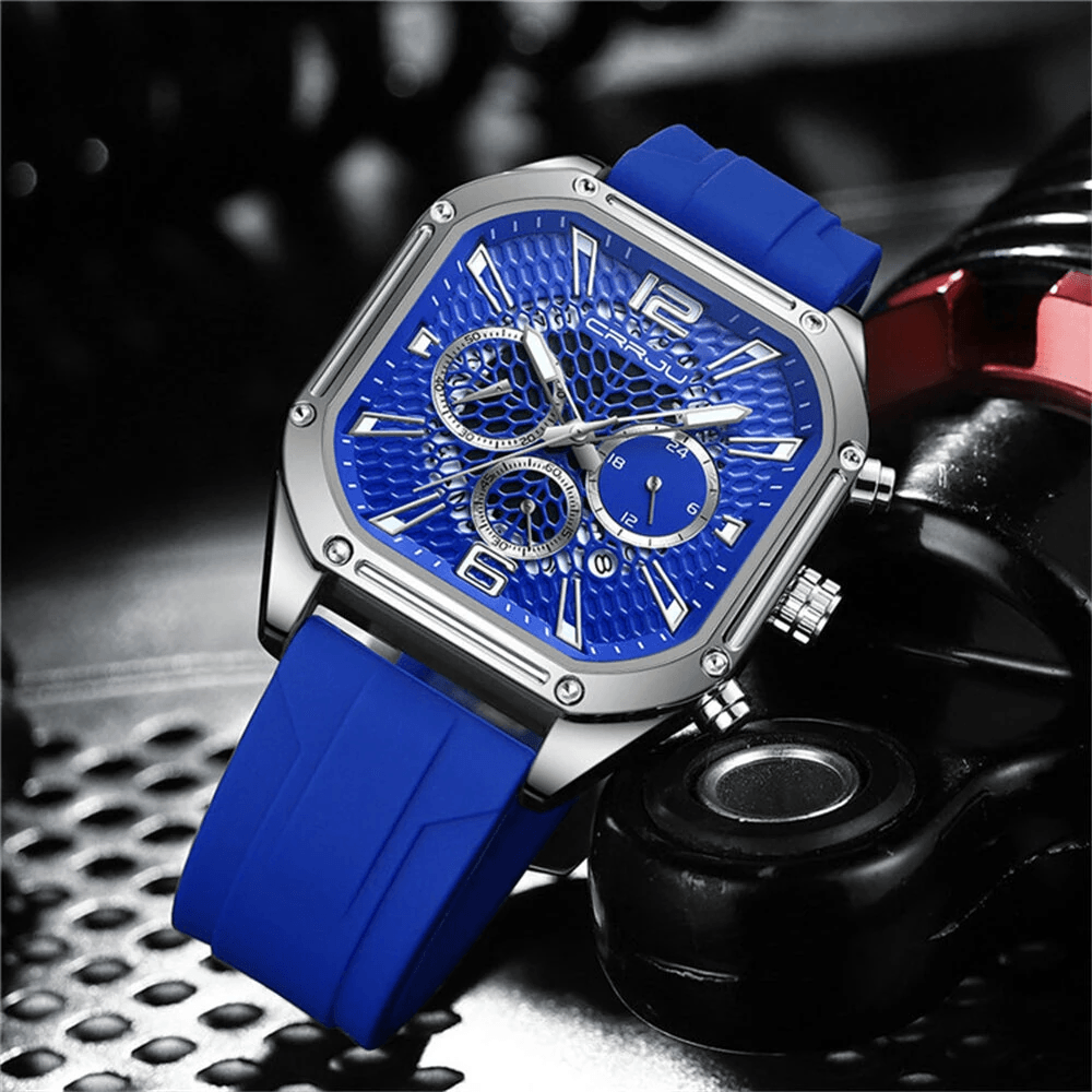 Mens Waterproof Quartz Watch With Silicone Strap And Automatic Date 2