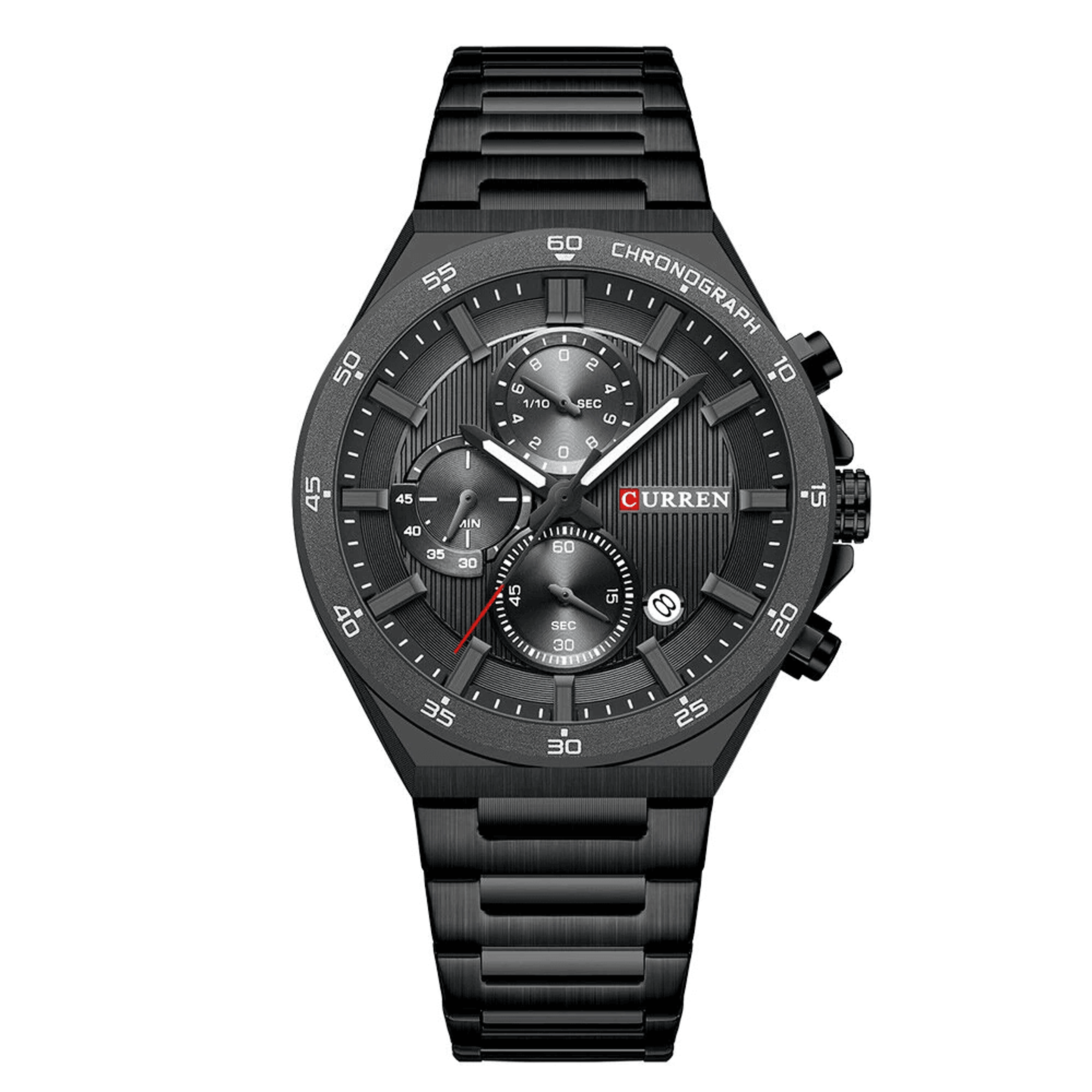 Mens Stainless Steel Chronograph Watch Waterproof Luminous Quartz Wristwatch 0