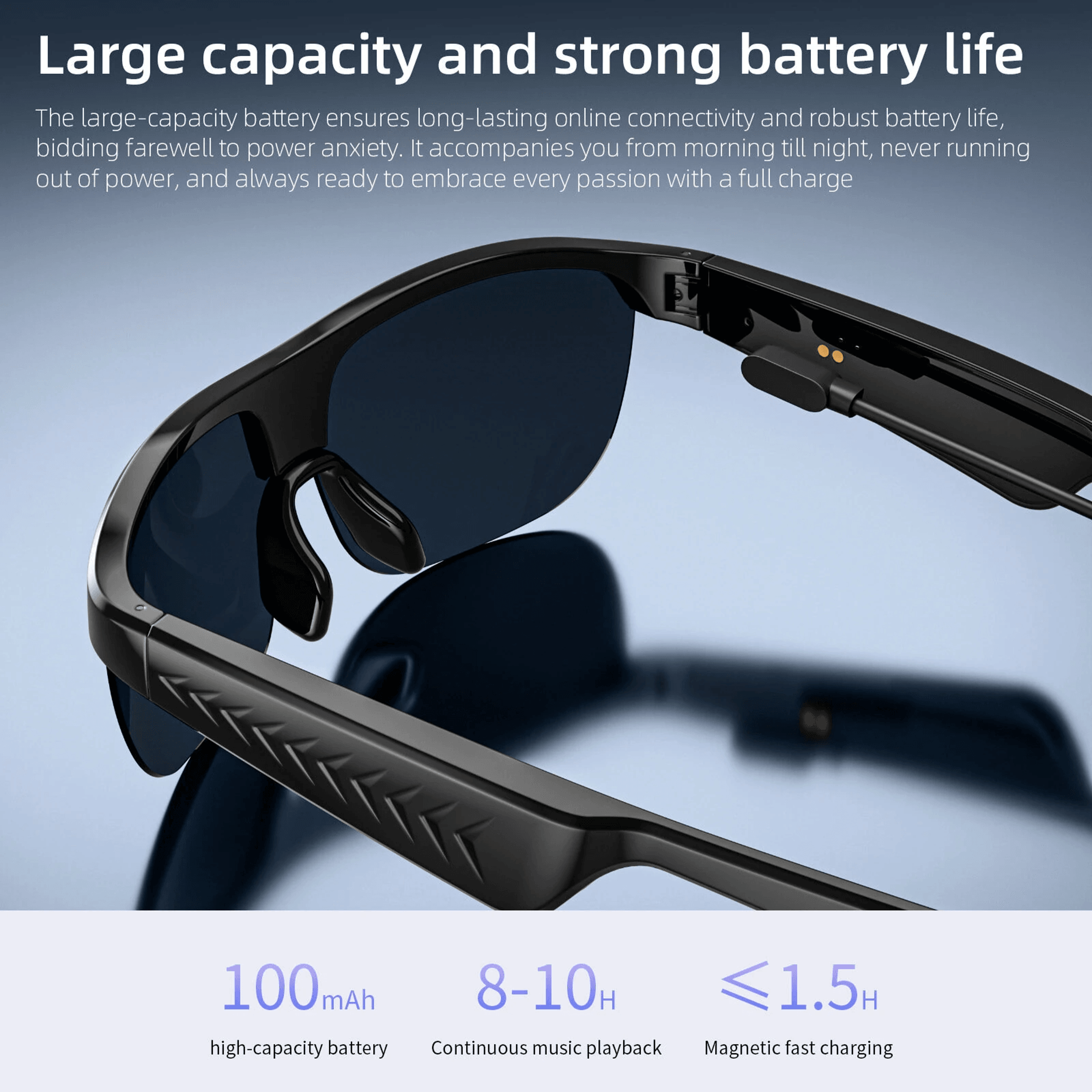 Smart Bluetooth Sports Glasses With Open Ear Audio ENC Calling UV Protection And Voice Assistant 4