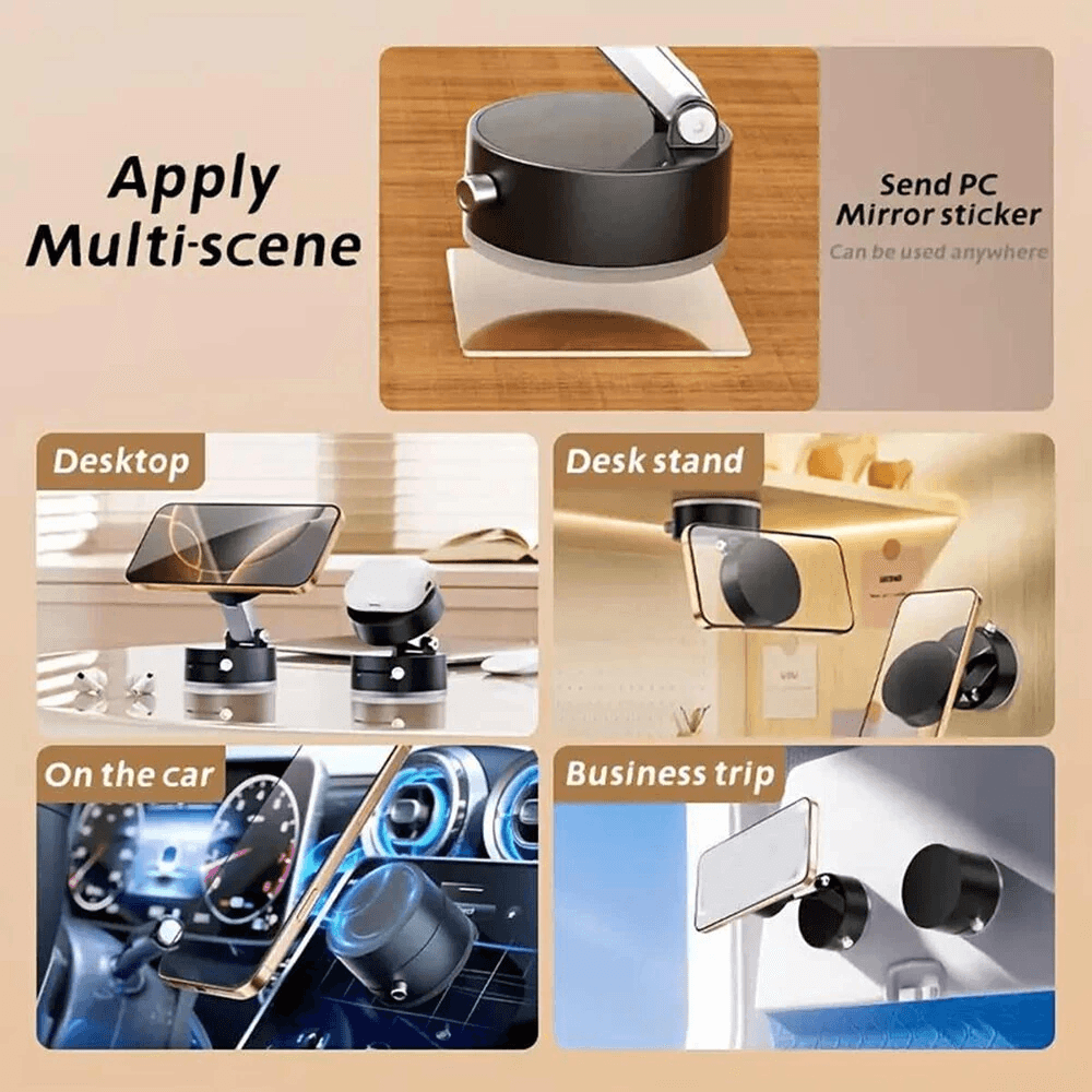 Foldable Magnetic Vacuum Phone Holder Adjustable Suction Mount 3