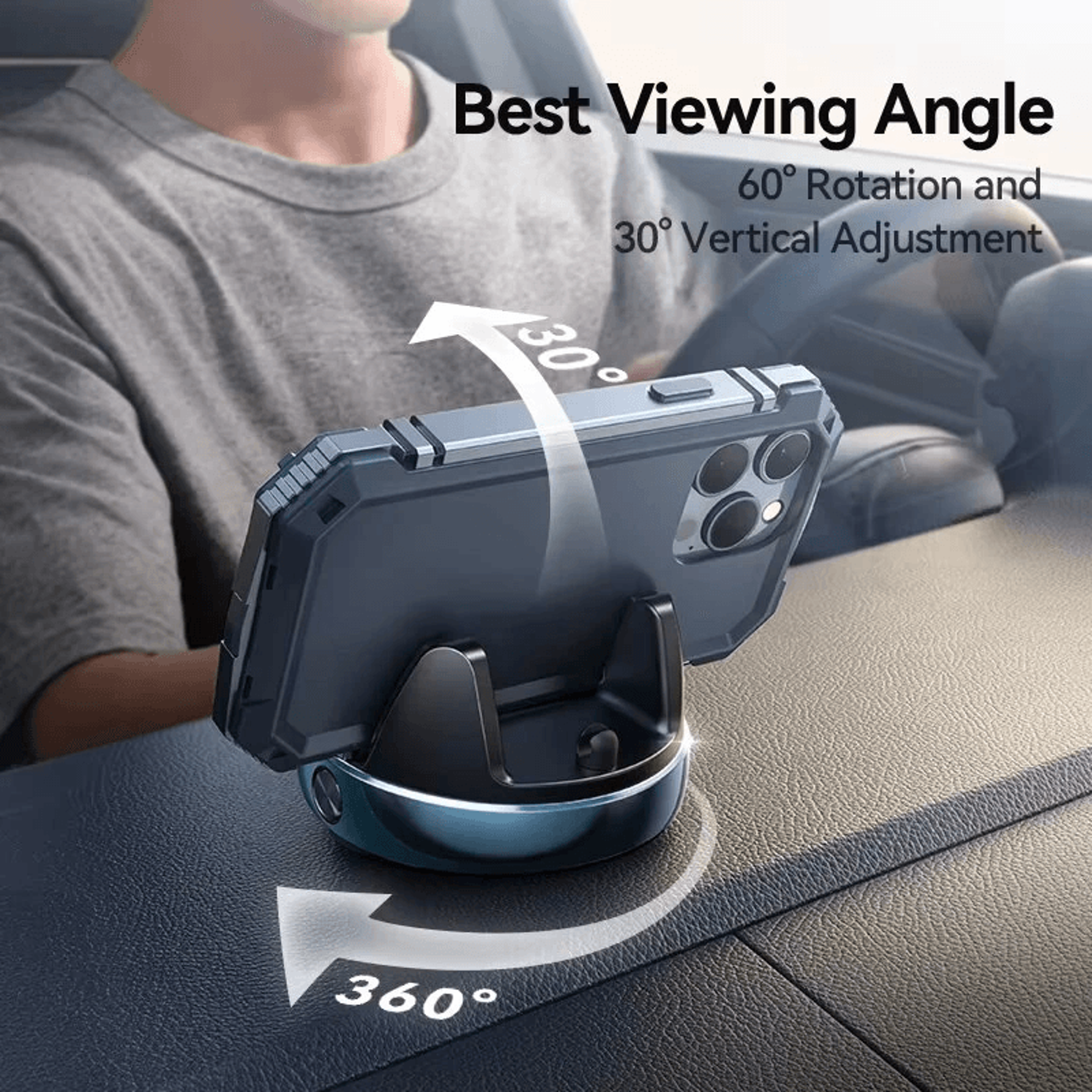 Rotating Dashboard Car Phone Holder With One Hand Operation 3