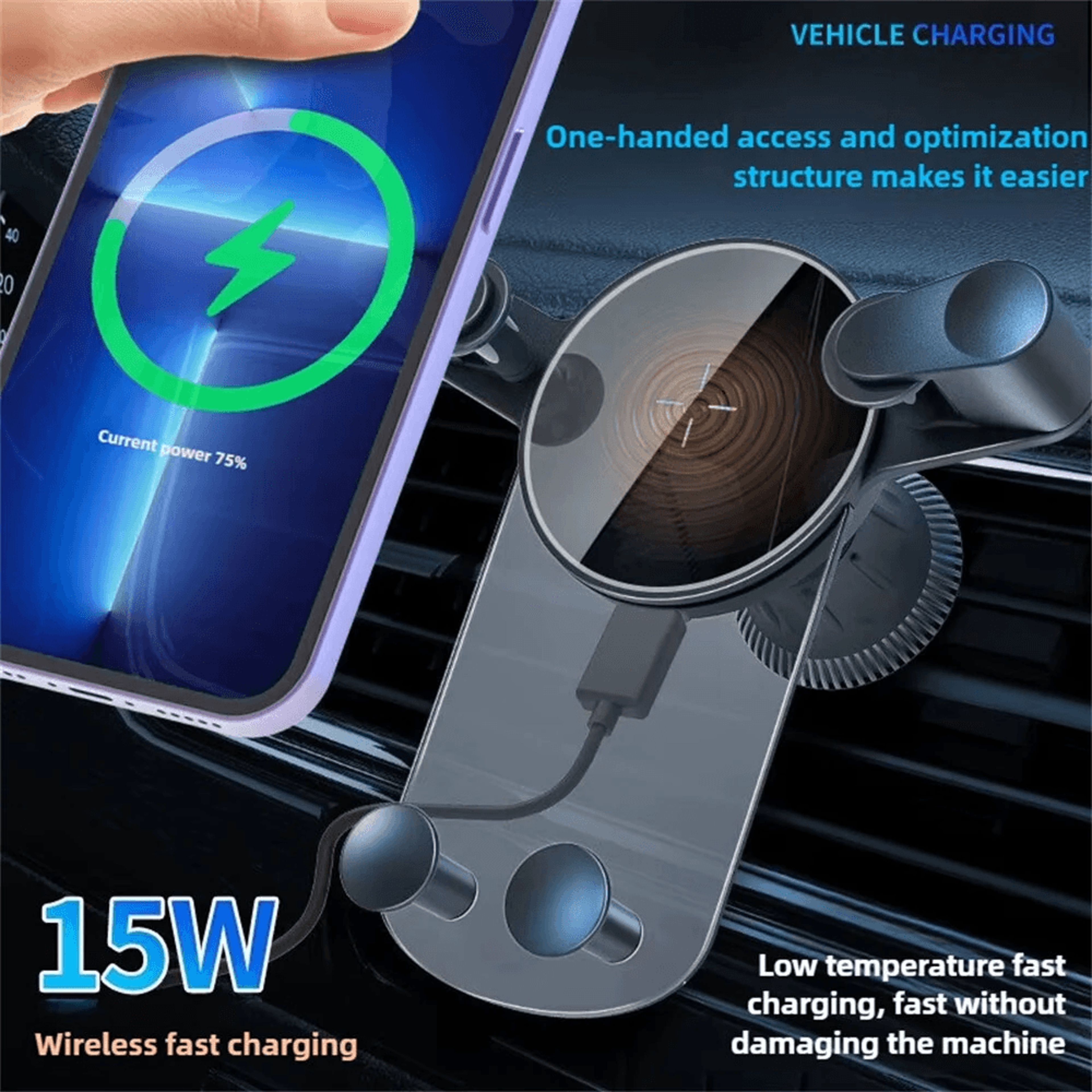 Wireless Car Charger Phone Holder With Navigation Clip 3