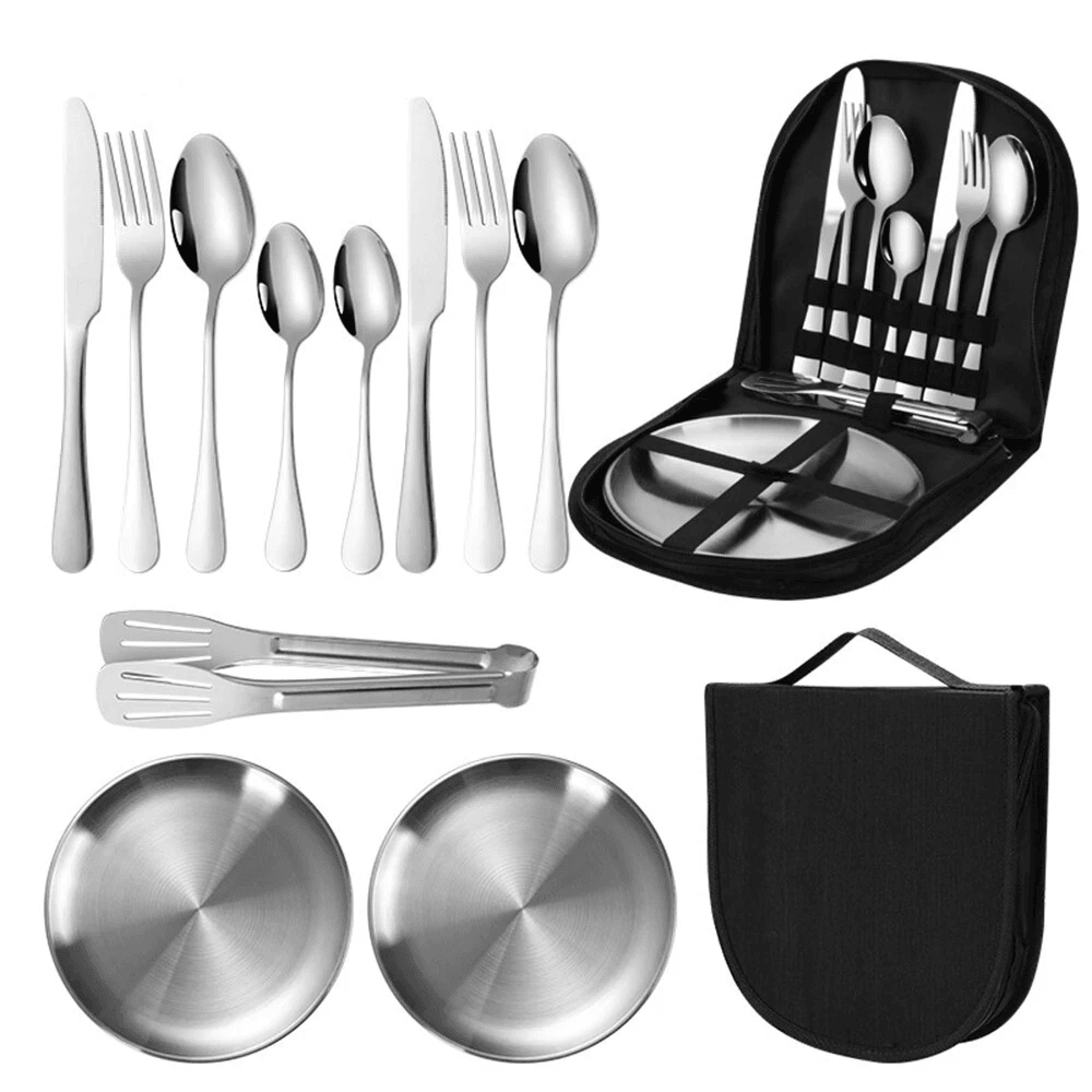 Stainless Steel Camping Flatware Set Portable Outdoor Dining Kit 0