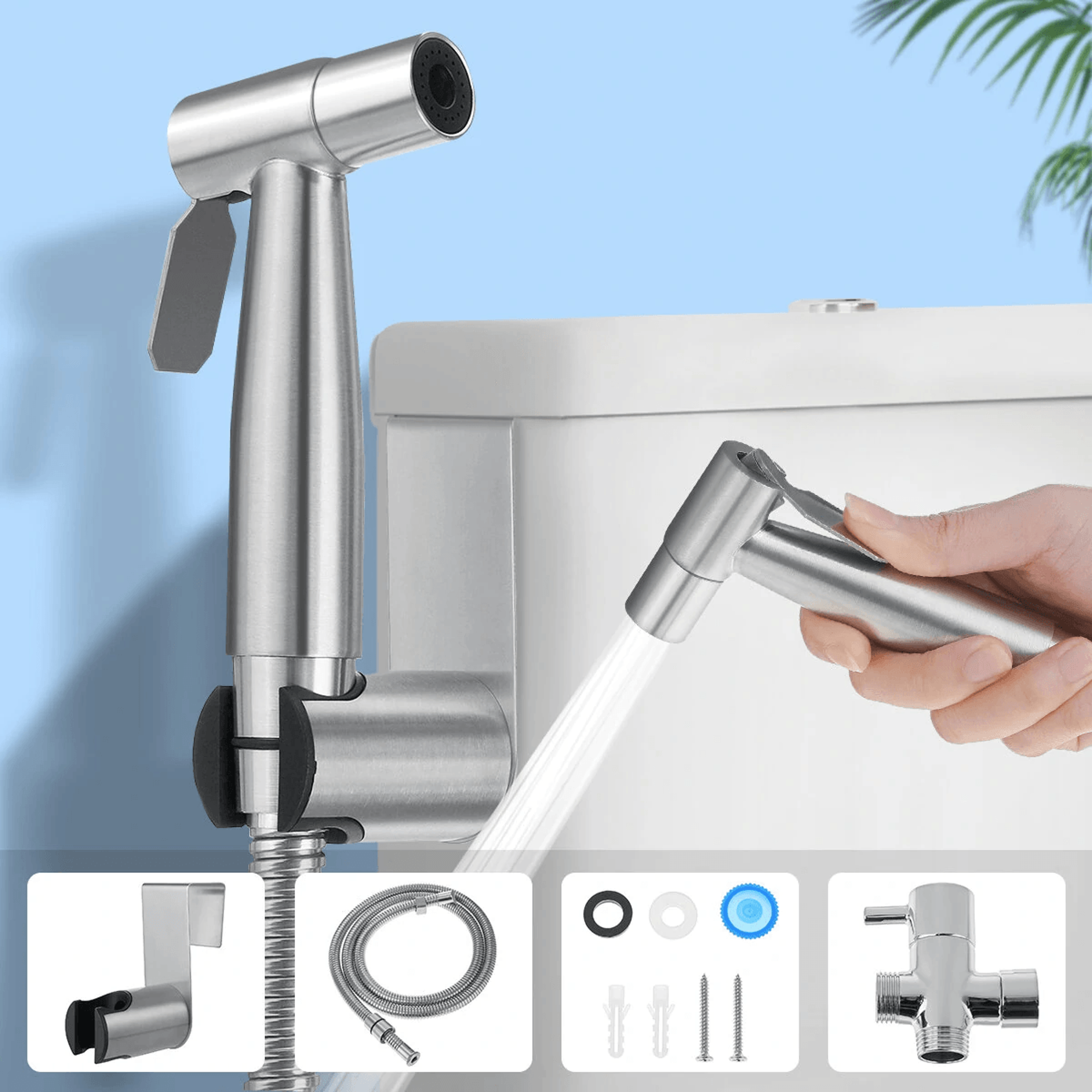 Stainless Steel Handheld Bidet Sprayer Kit For Toilet And Bathroom 5